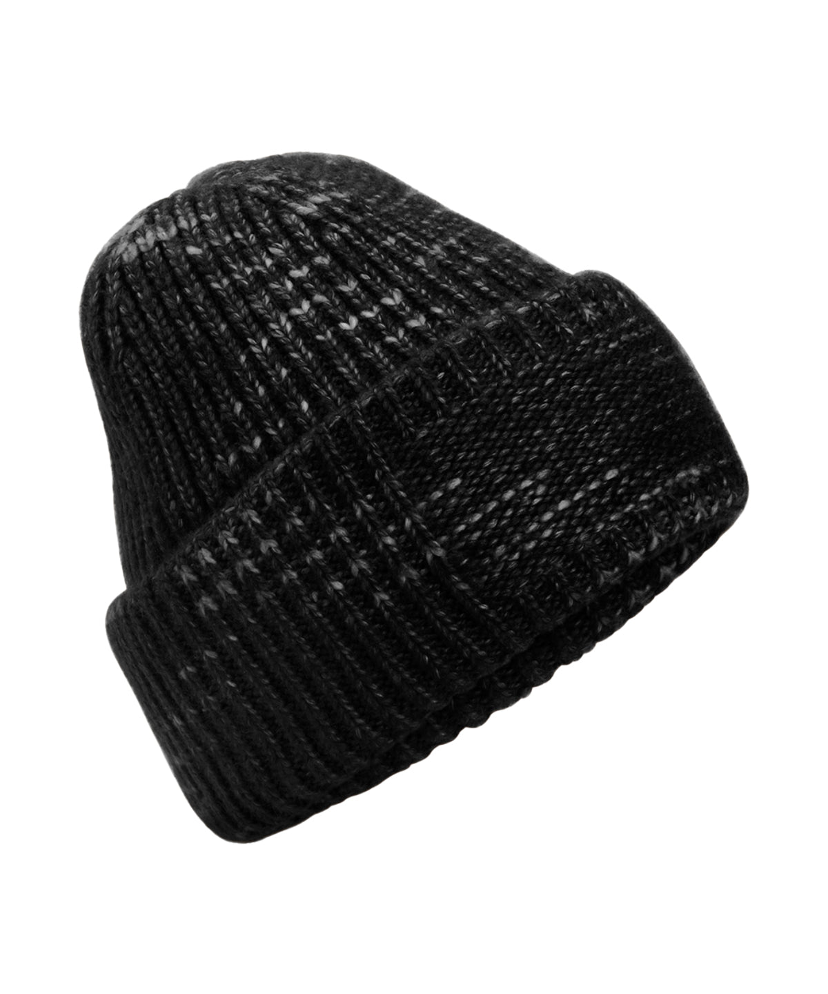 Beechfield Chunky knit reverse patch beanie in Midnight Haze, front view