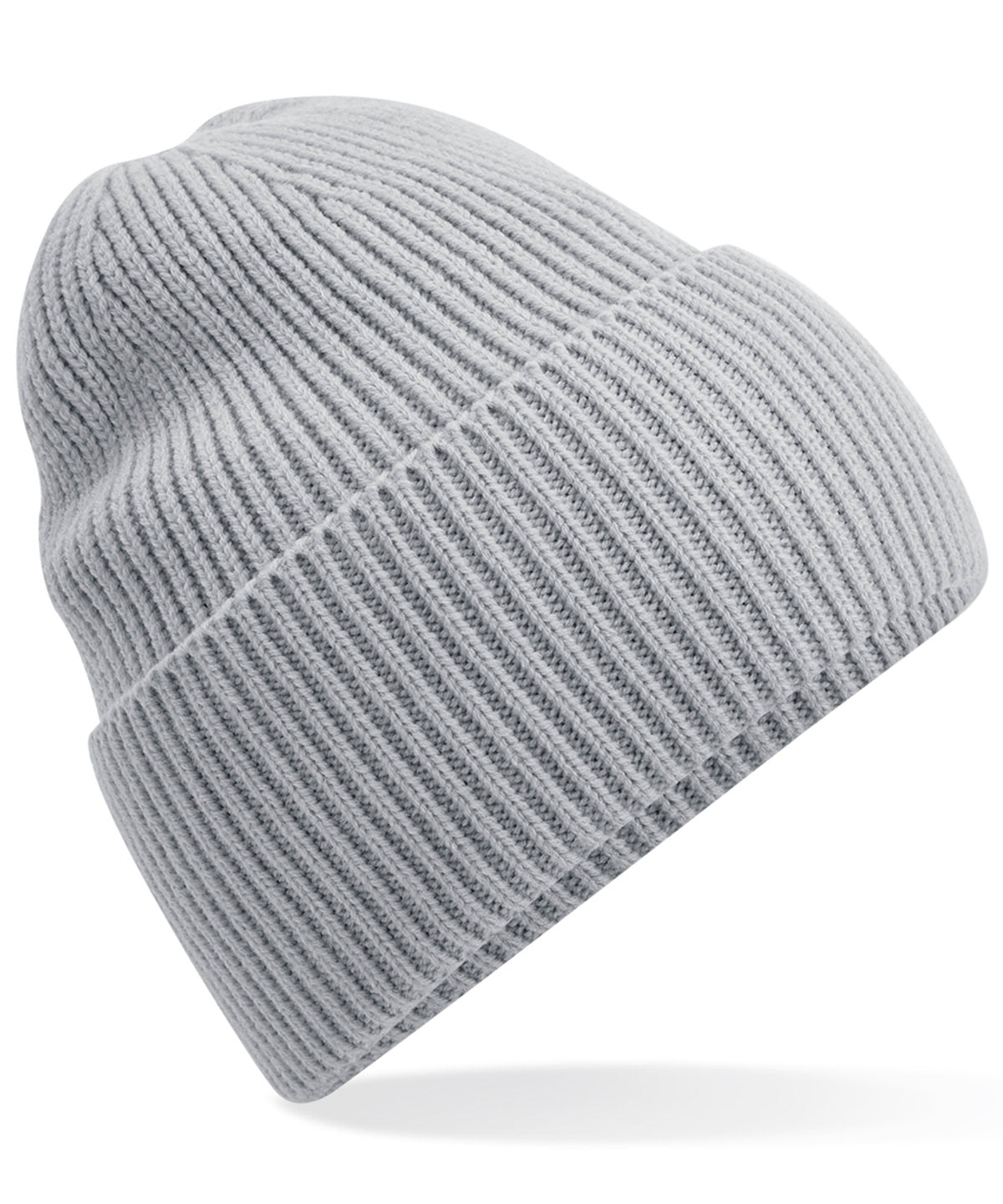 Beechfield Oversized cuffed beanie in Light Grey, front view