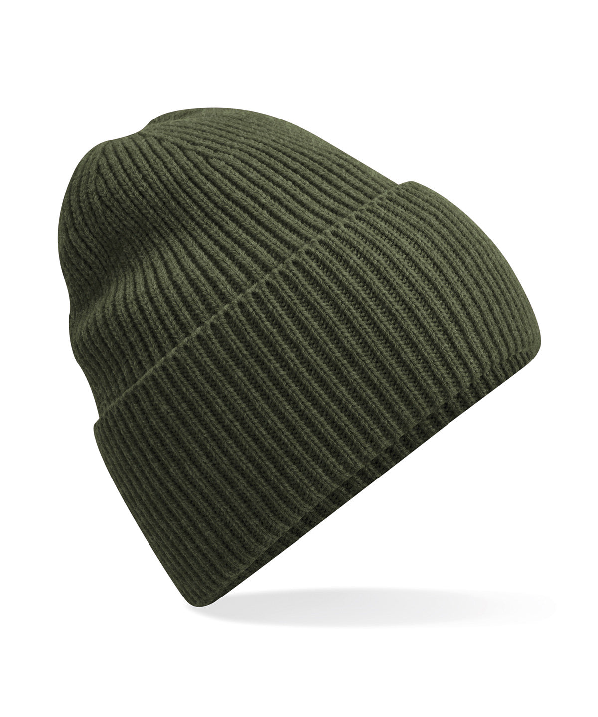 Beechfield Oversized cuffed beanie in Olive Green, front view