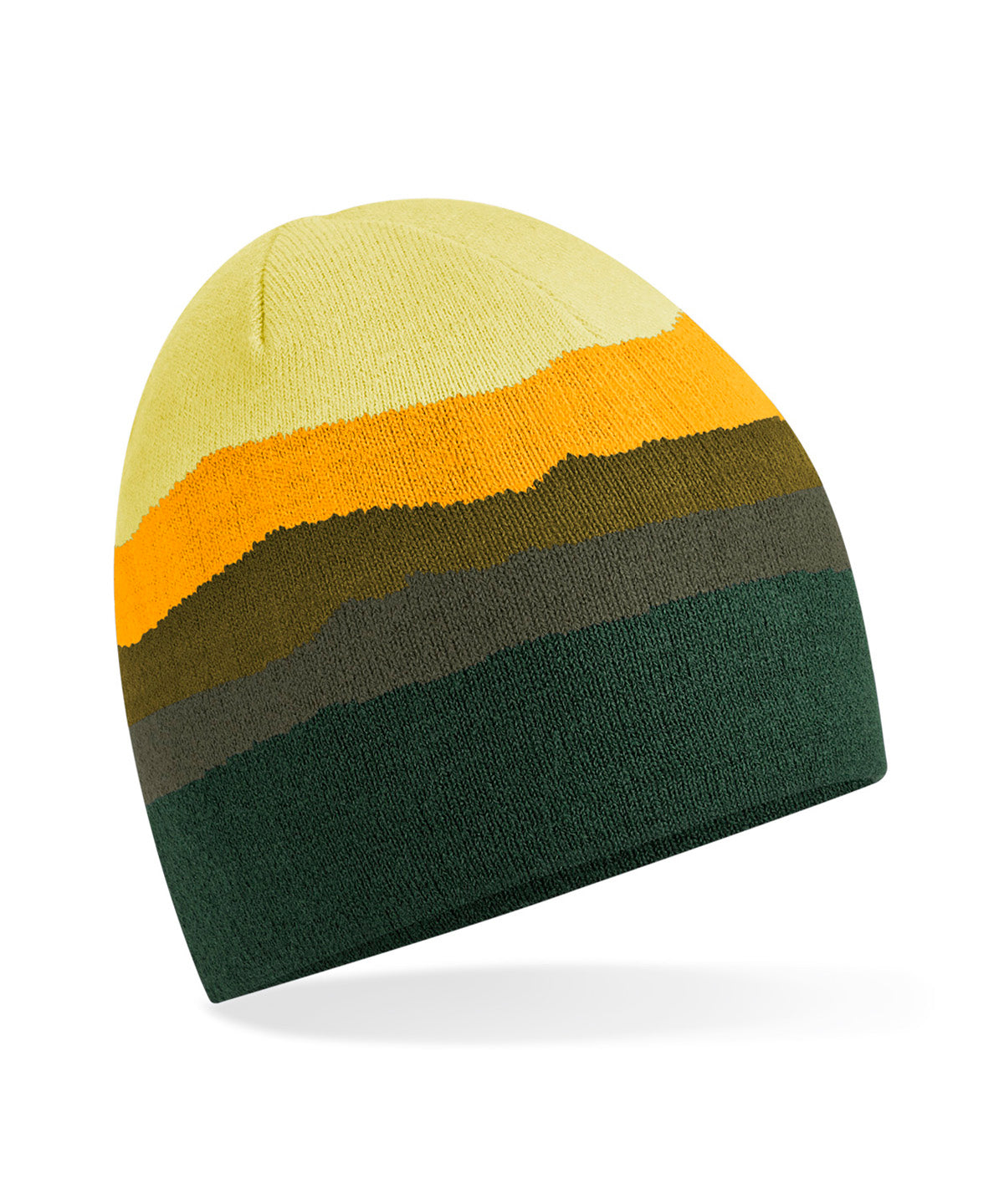Beechfield Mountain peaks pull-on beanie in Alpine Peaks, front view