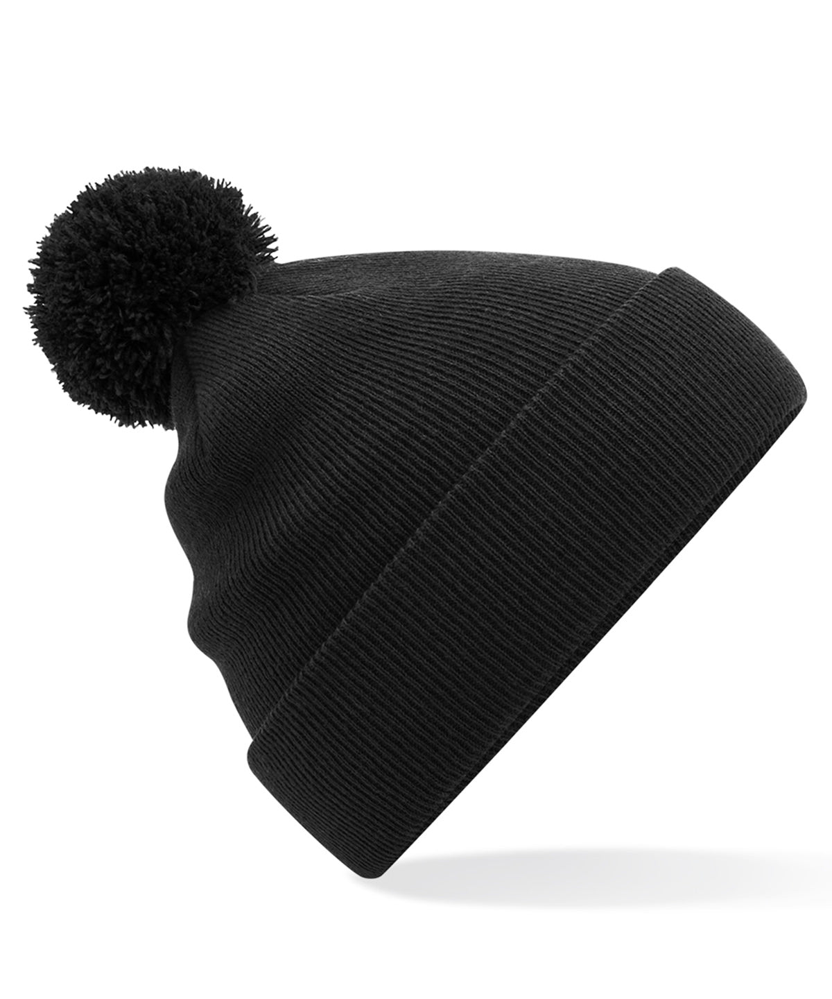 Beechfield Junior original pom pom beanie in Black, front view