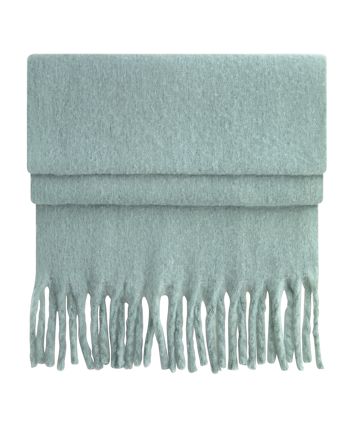 Beechfield Fluffy scarf in Dusty Green, front view