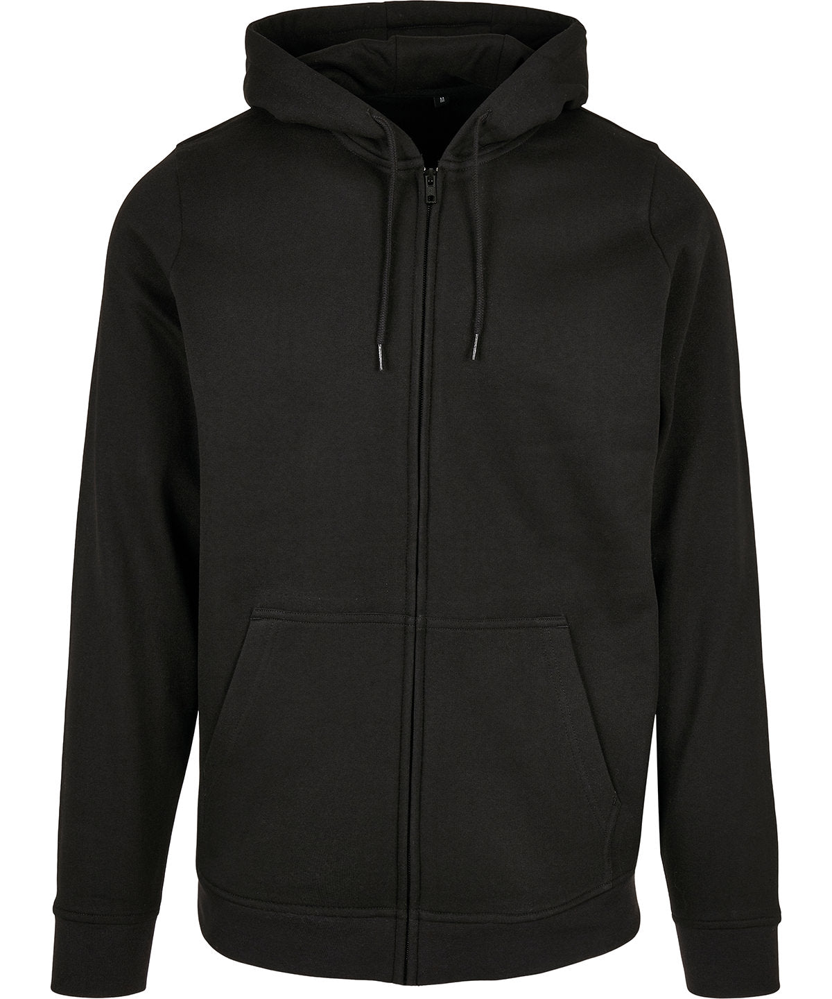 Build Your Brand Basic Zip hoodie in Black, front view