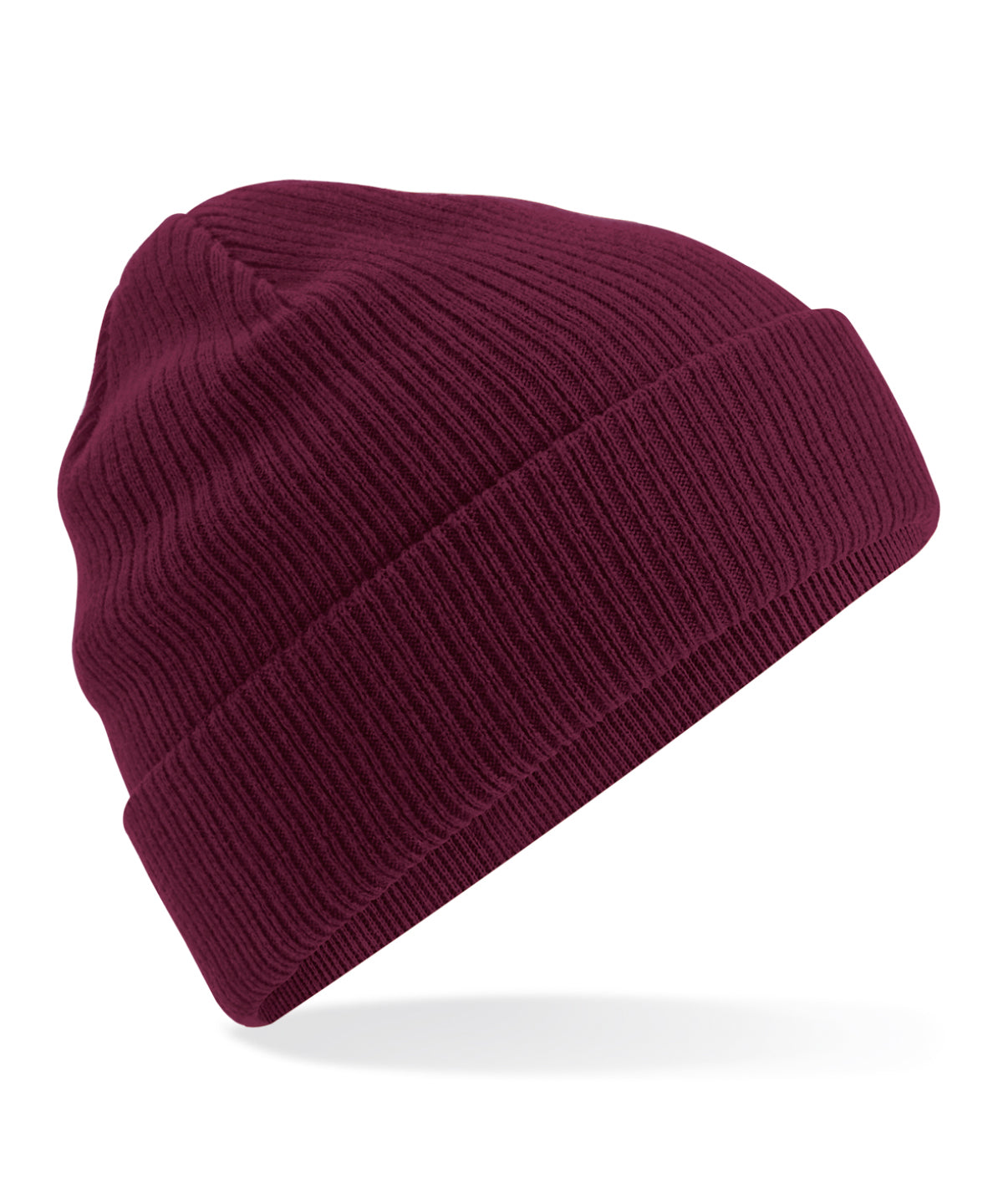 Beechfield Organic cotton beanie in Burgundy, front view