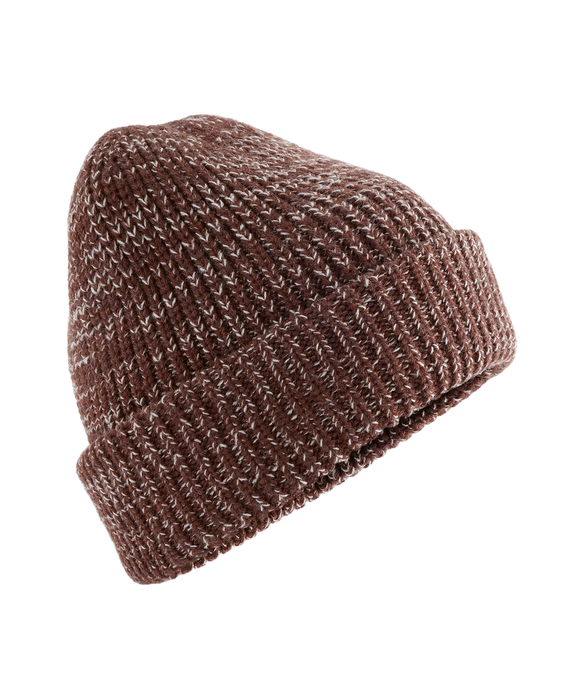 Beechfield Campfire beanie in Brown Speck, front view