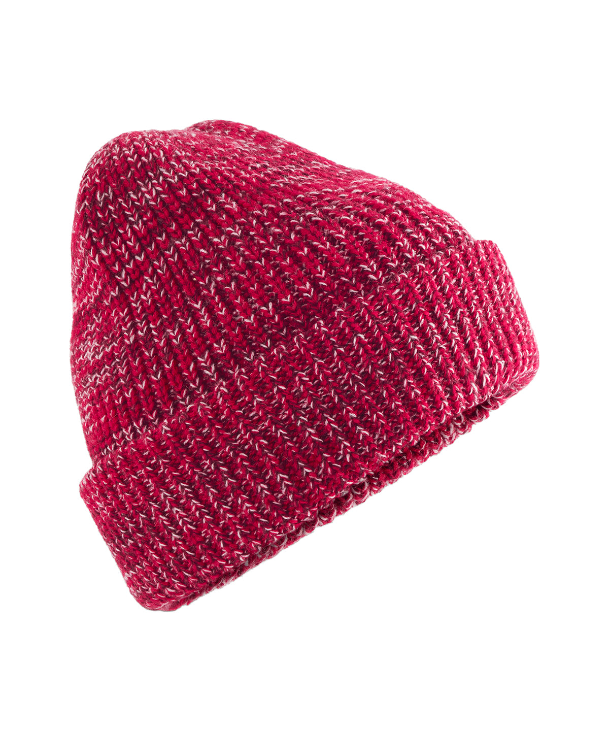 Beechfield Campfire beanie in Red Speck, front view