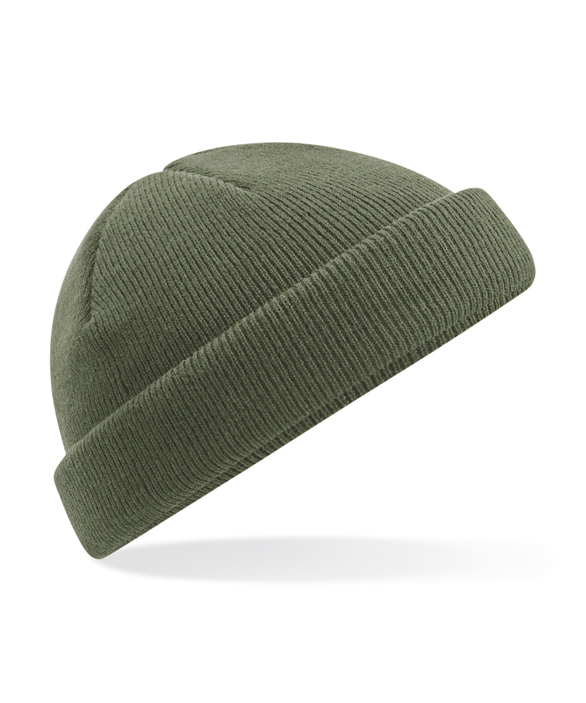 Beechfield Recycled mini fisherman beanie in Olive Green, front view