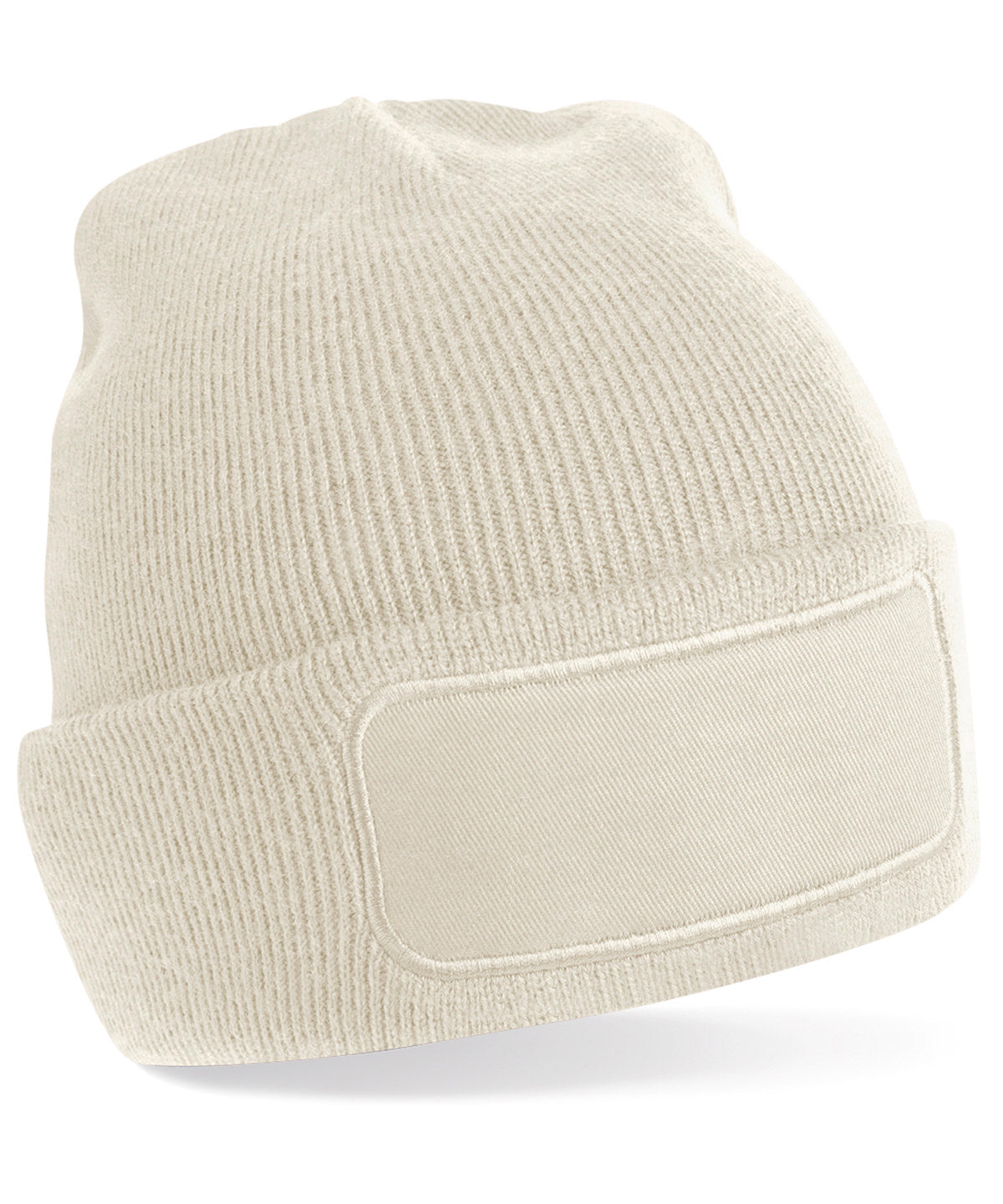 Beechfield Original patch beanie in Almond, front view