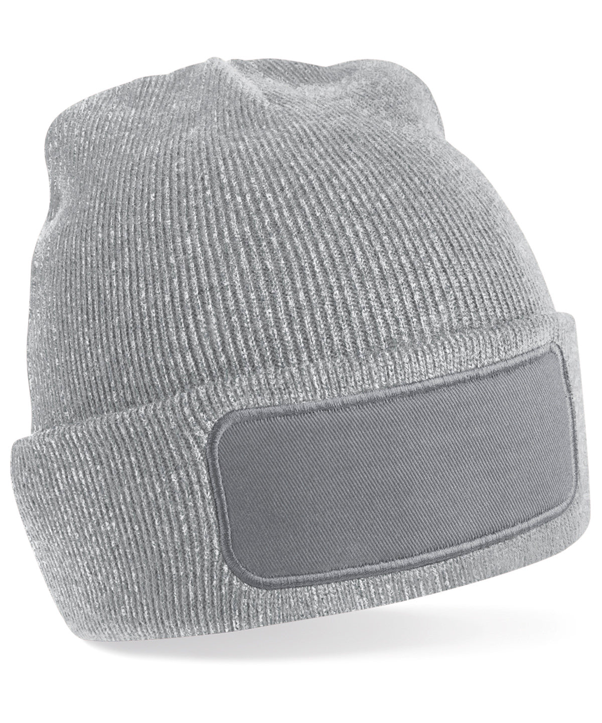 Beechfield Original patch beanie in Heather Grey, front view