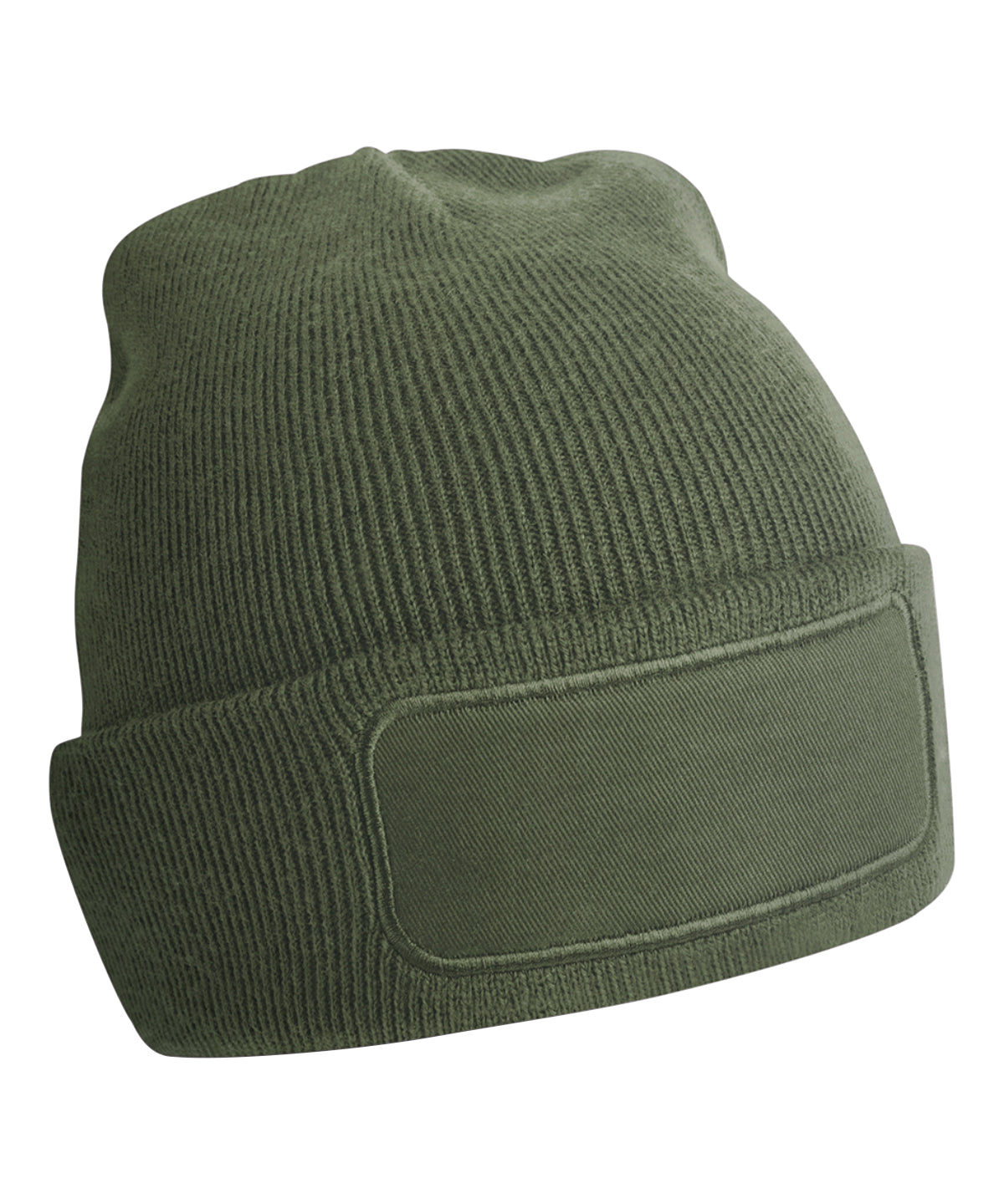 Beechfield Original patch beanie in Olive Green, front view