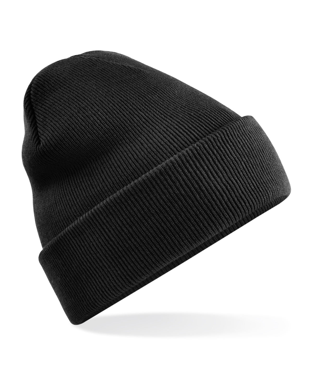 Beechfield Recycled original cuffed beanie in Black, front view