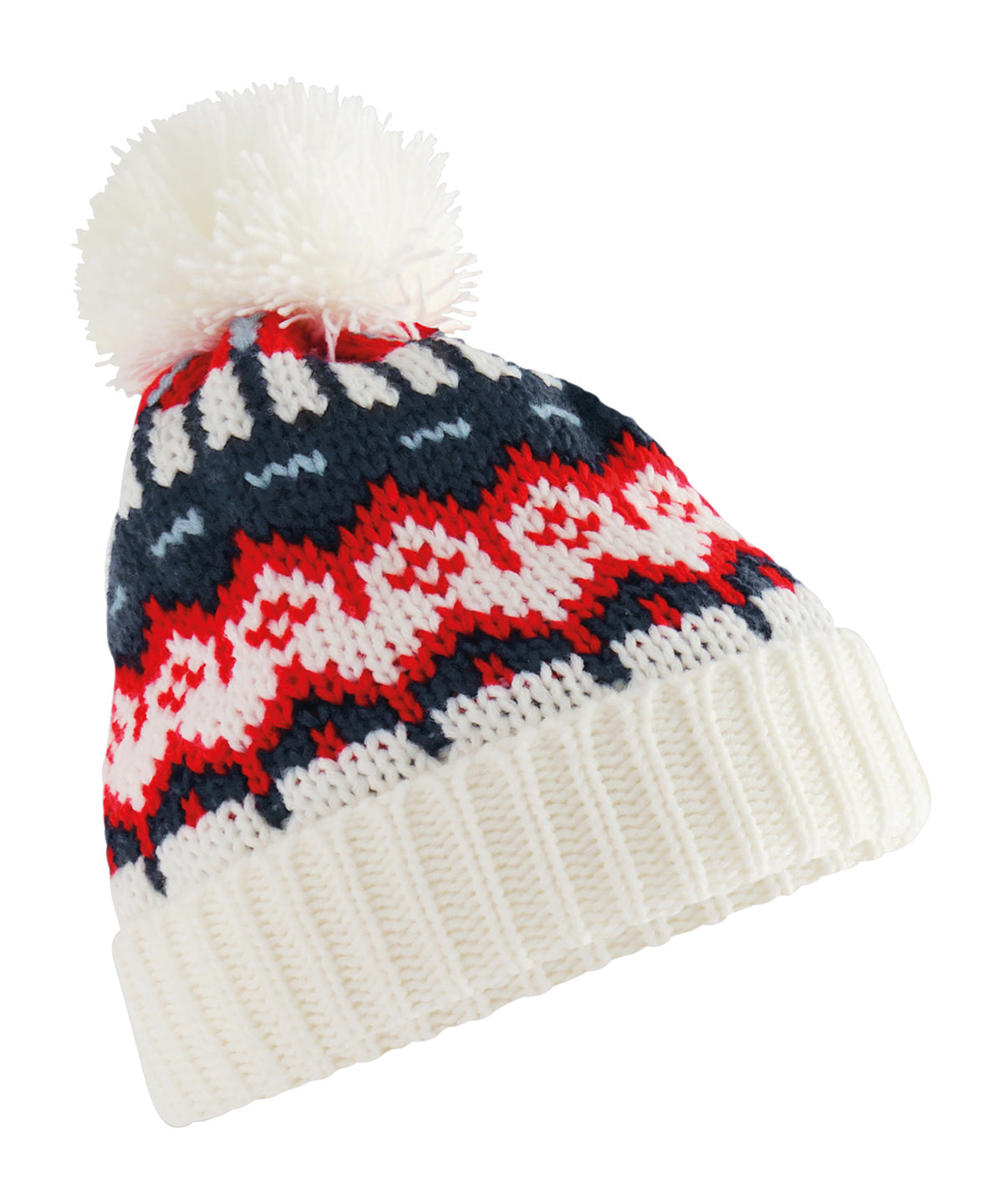 Beechfield Retro ski beanie in White Out, front view