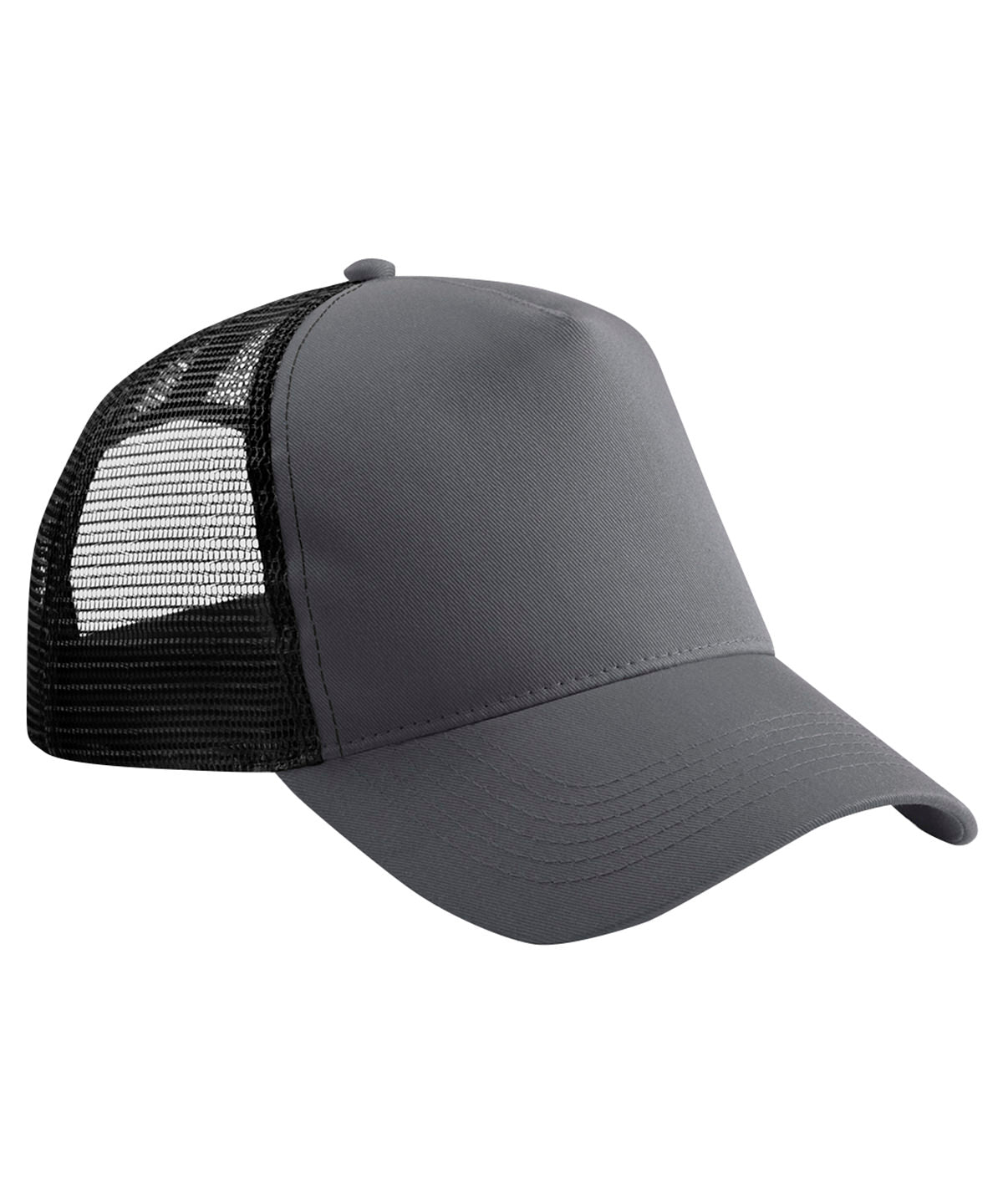 Beechfield Snapback trucker in Graphite Grey/Black, front view