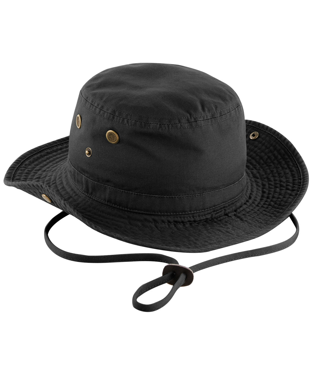 Beechfield Outback hat in Black, front view
