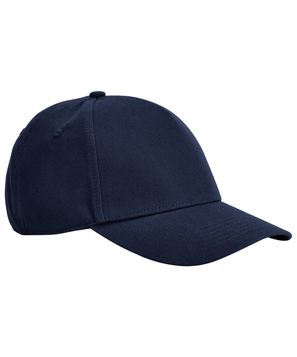 Beechfield EarthAware classic organic cotton 5-panel cap in French Navy, front view