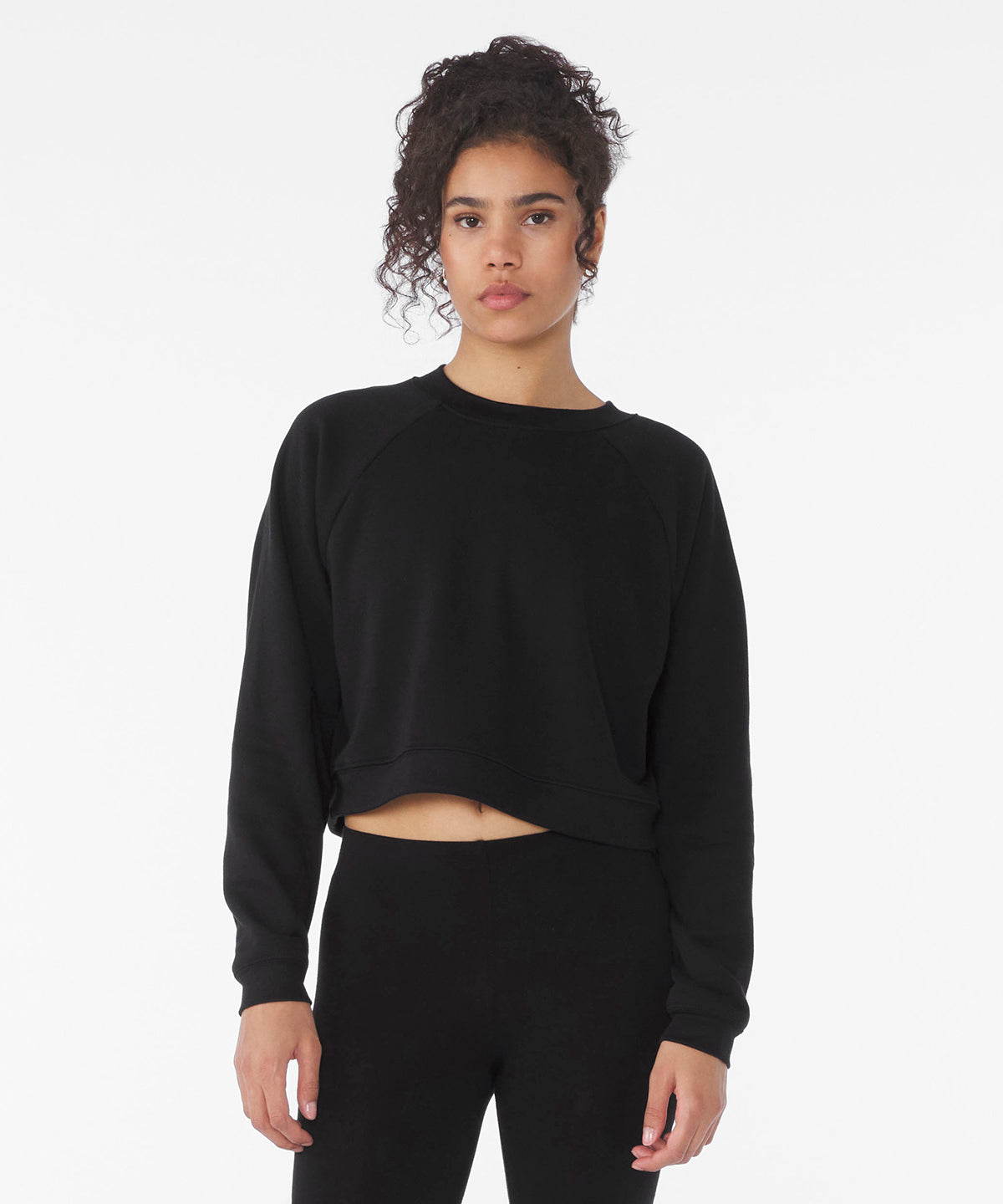 Bella Canvas Women's raglan pullover fleece, lifestyle photo