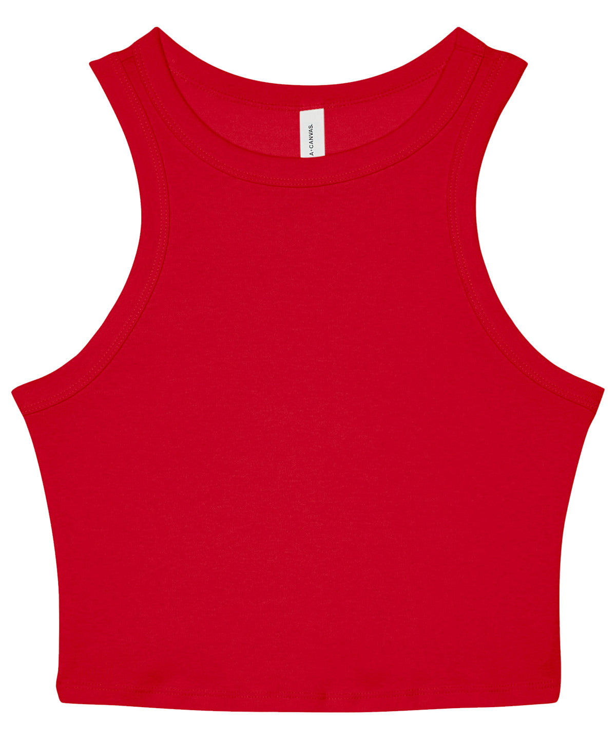 Bella Canvas Women’s micro rib racer tank in Solid Red Blend, front view