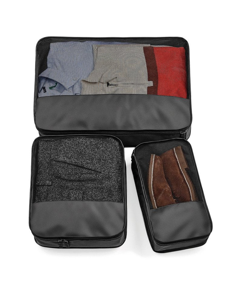 Bagbase Escape packing cube set (Set of 3) in Black, front view