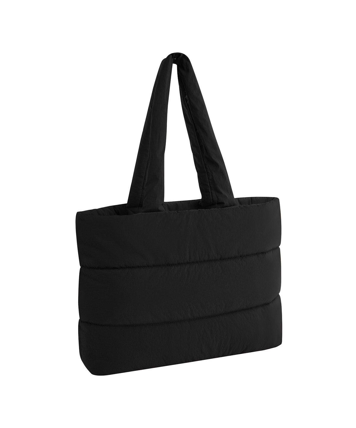 Bagbase Quilted tote bag in Black, front view