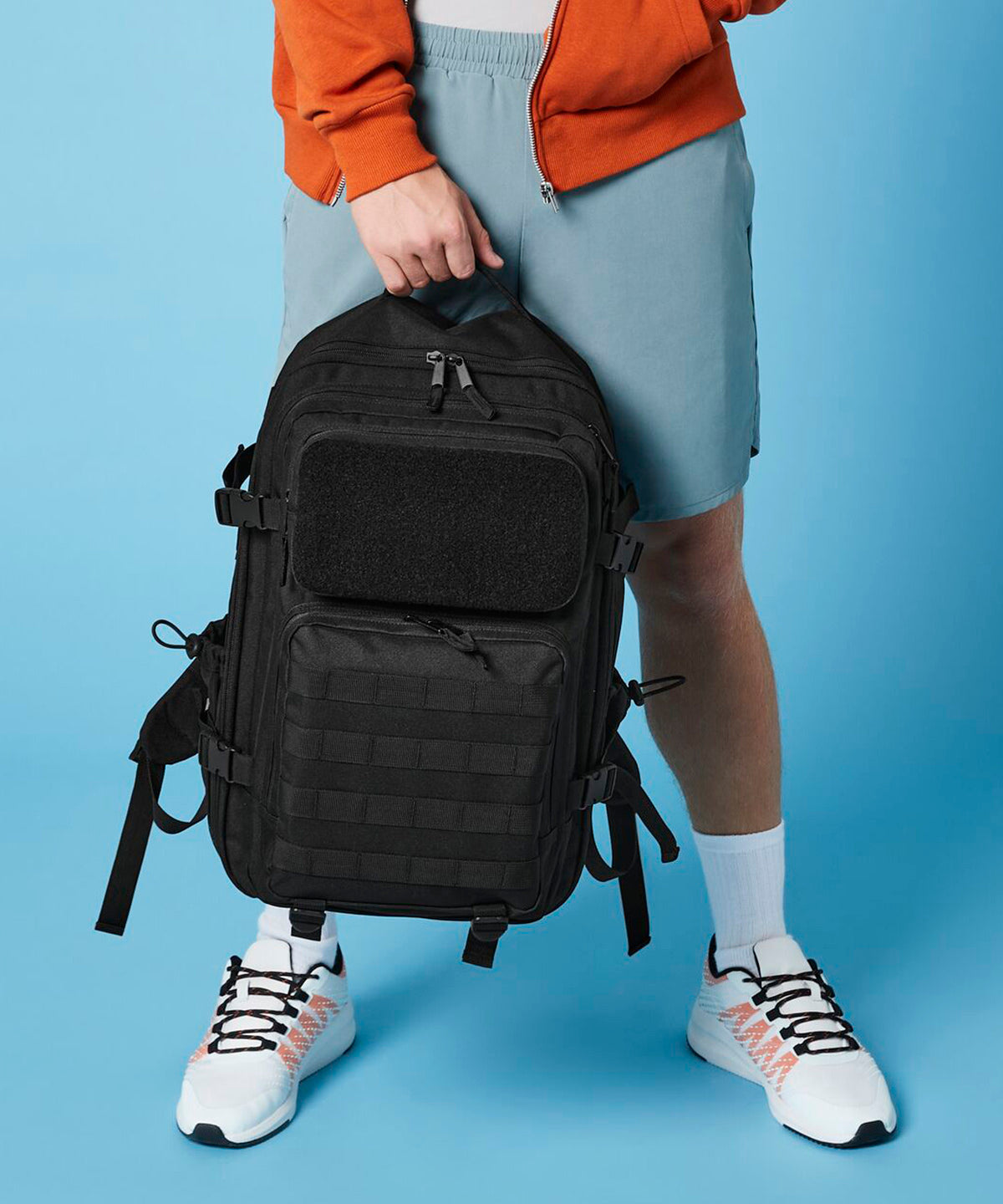 Bagbase MOLLE tactical 35L backpack in Black, lifestyle photo