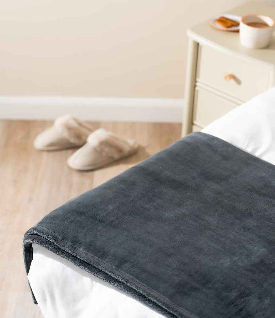 Brand Lab Extra Large Plush Fleece Blanket in Charcoal, front view