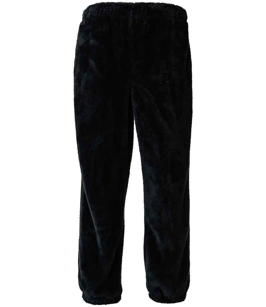 Brand Lab Unisex Fluffy Fleece Joggers in Black, front view