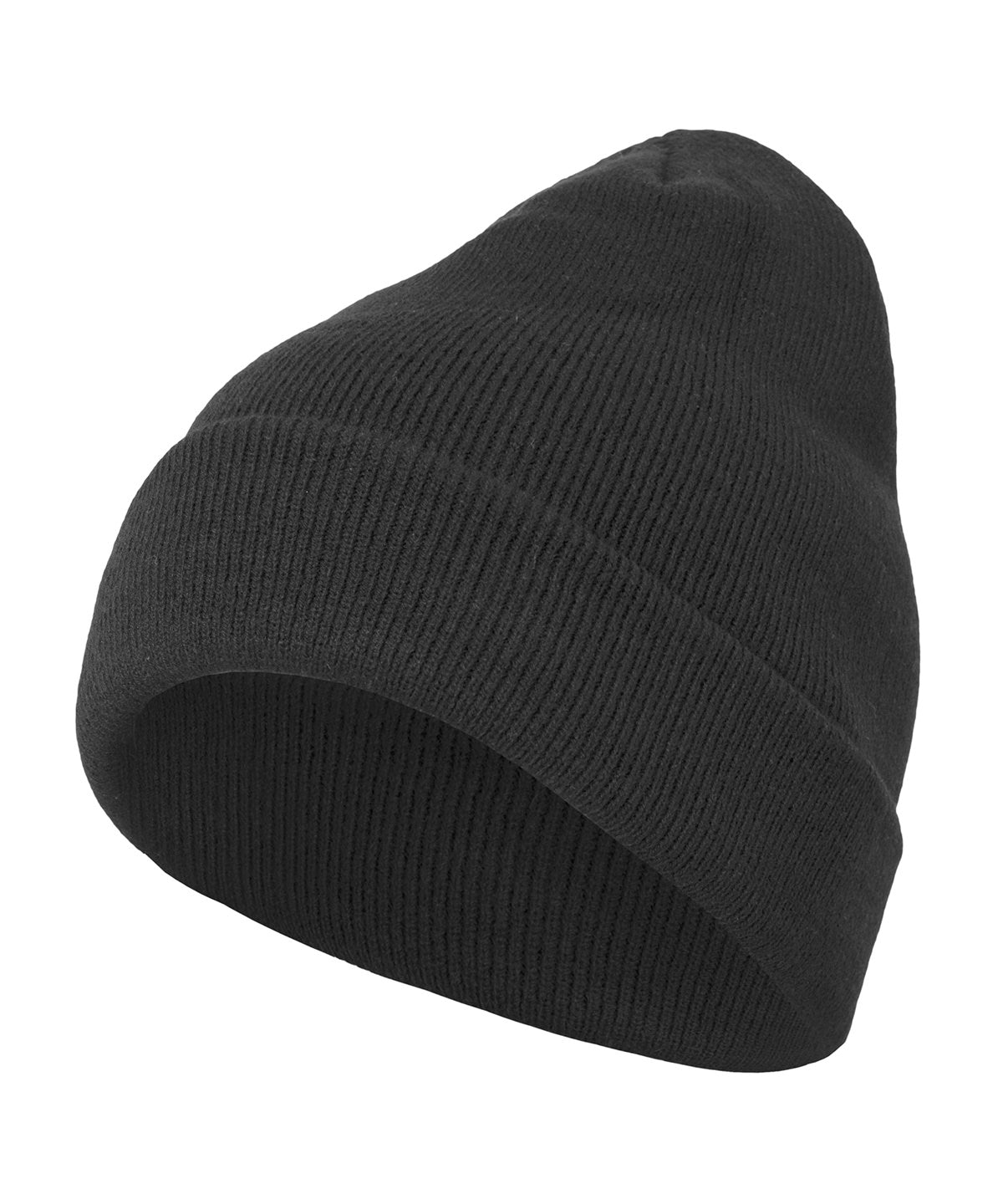 Build Your Brand Heavy knit beanie in Black, front view