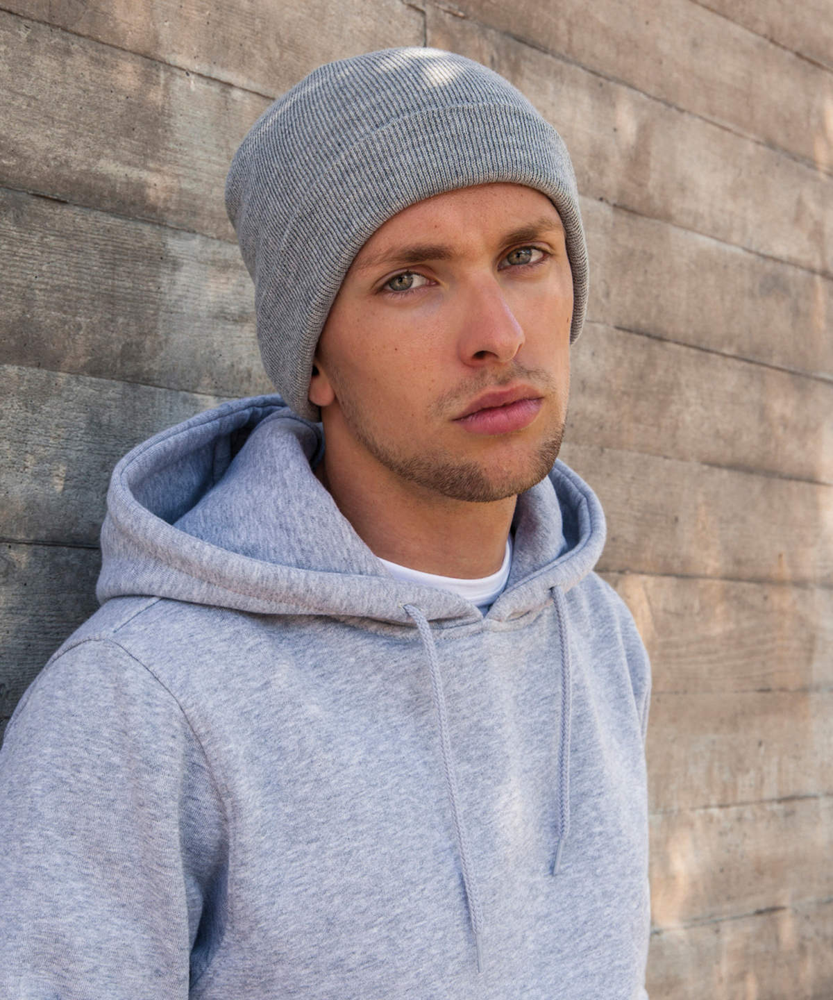 Build Your Brand Heavy knit beanie, lifestyle photo