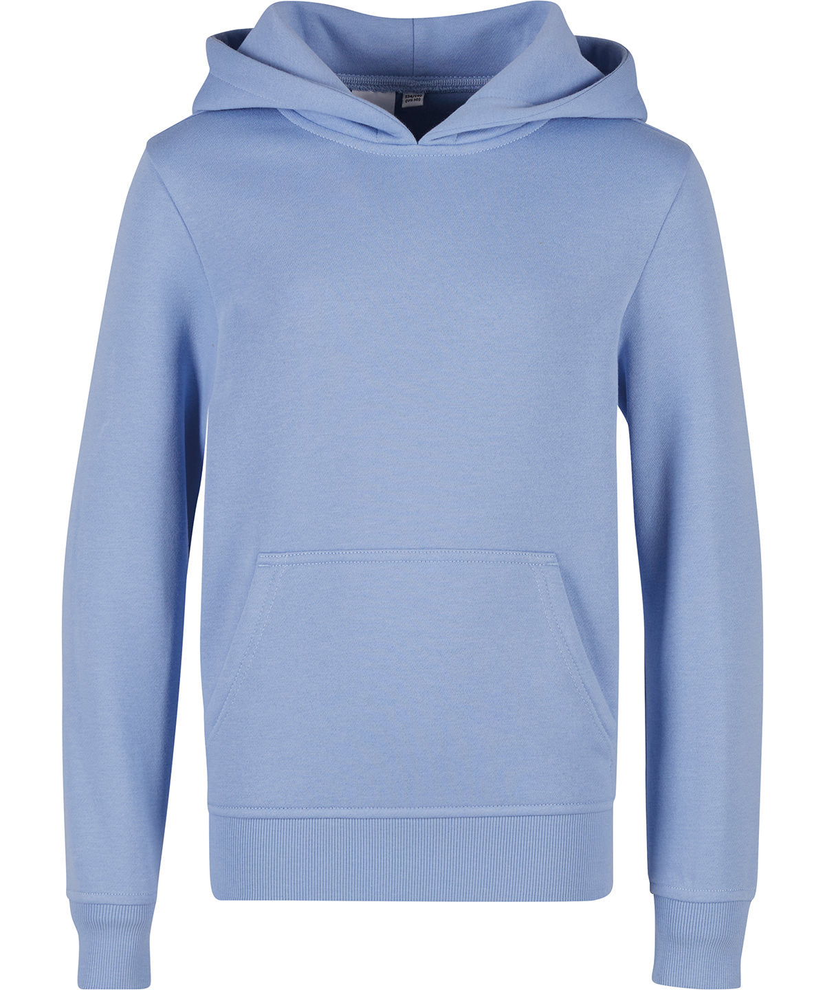 Build Your Brand Kids basic hoodie in Powder Blue, front view