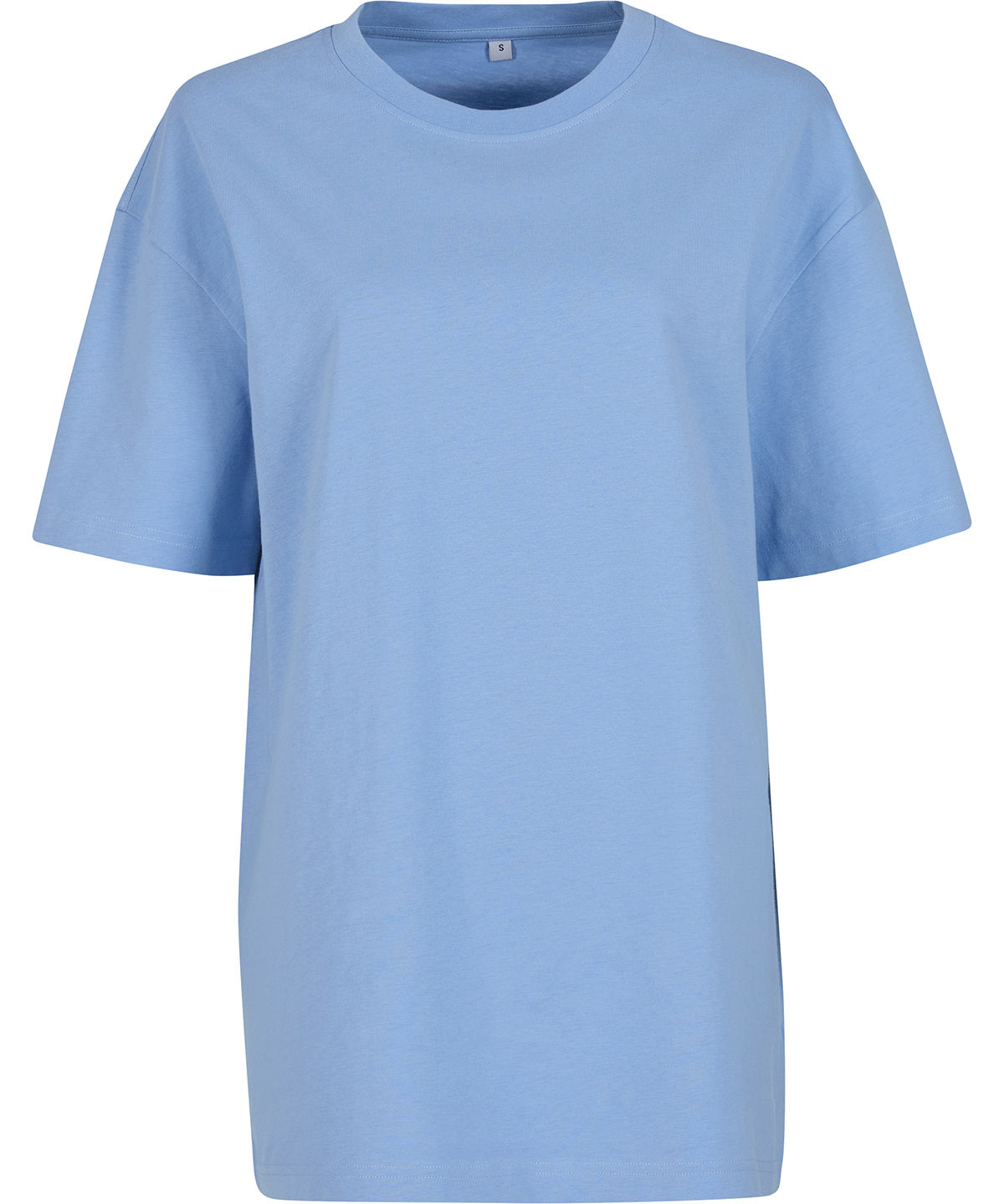 Build Your Brand Women's oversized boyfriend tee in Powder Blue, front view