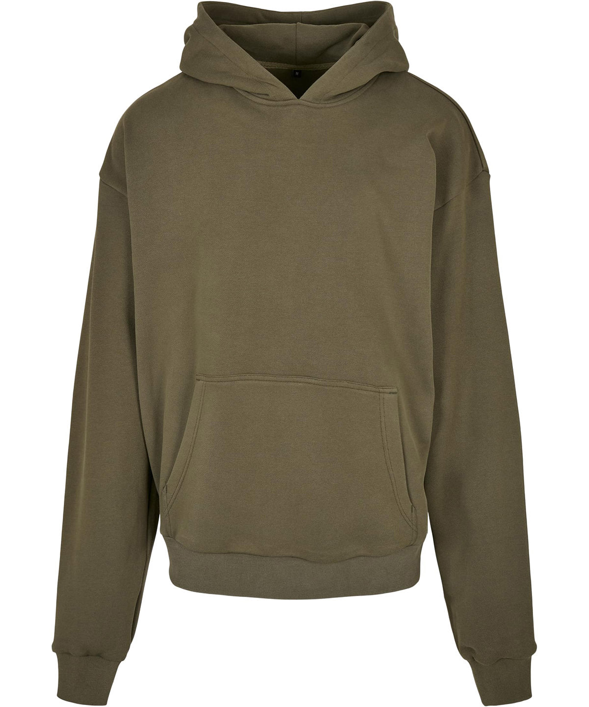 Build Your Brand Ultra heavy hoodie in Olive, front view
