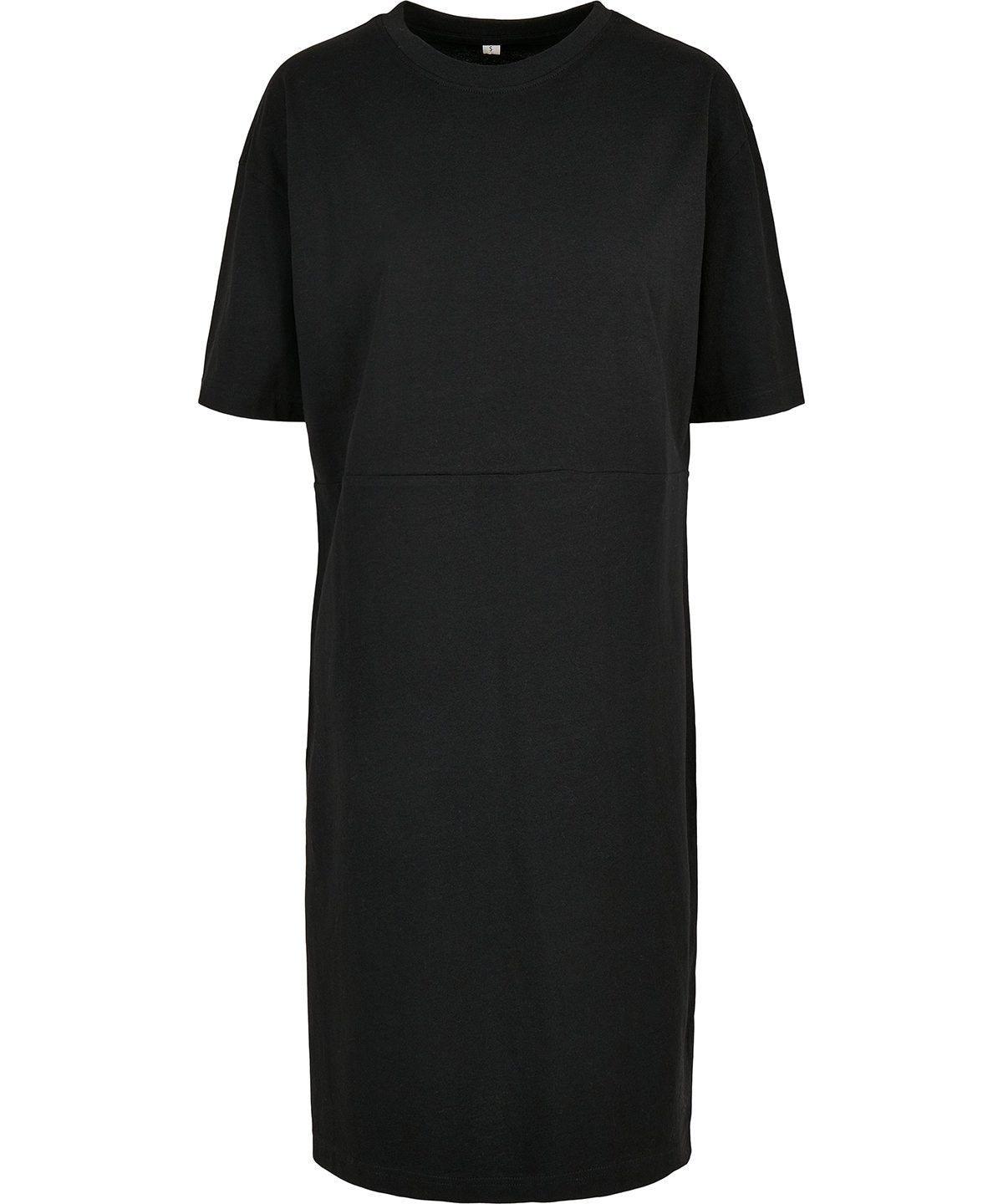 Build Your Brand Women's organic oversized slit tee dress in Black, front view