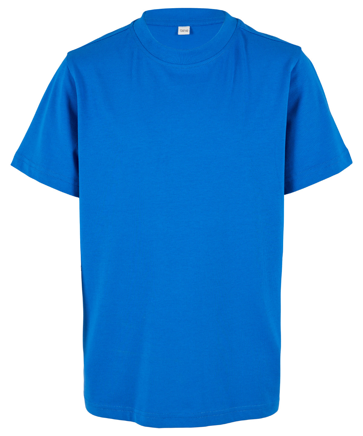 Build Your Brand Organic kids basic tee in Intense Blue, front view