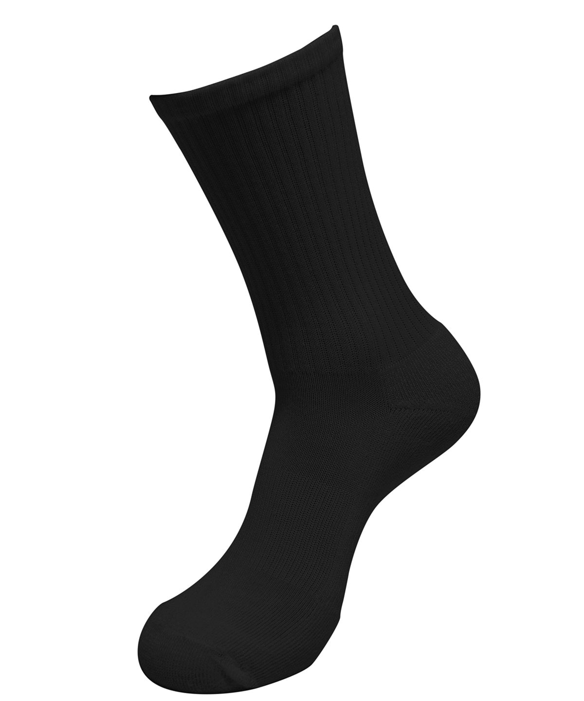 Build Your Brand Crew socks in Black, front view