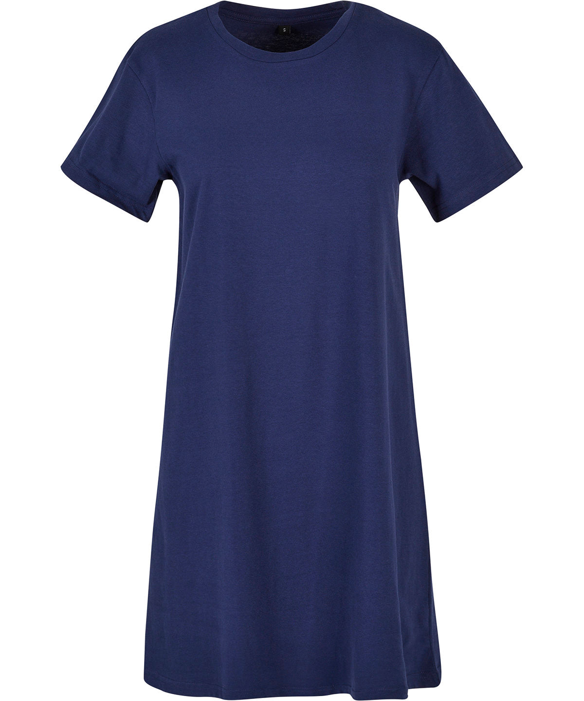 Build Your Brand Women’s tee dress in Light Navy, front view