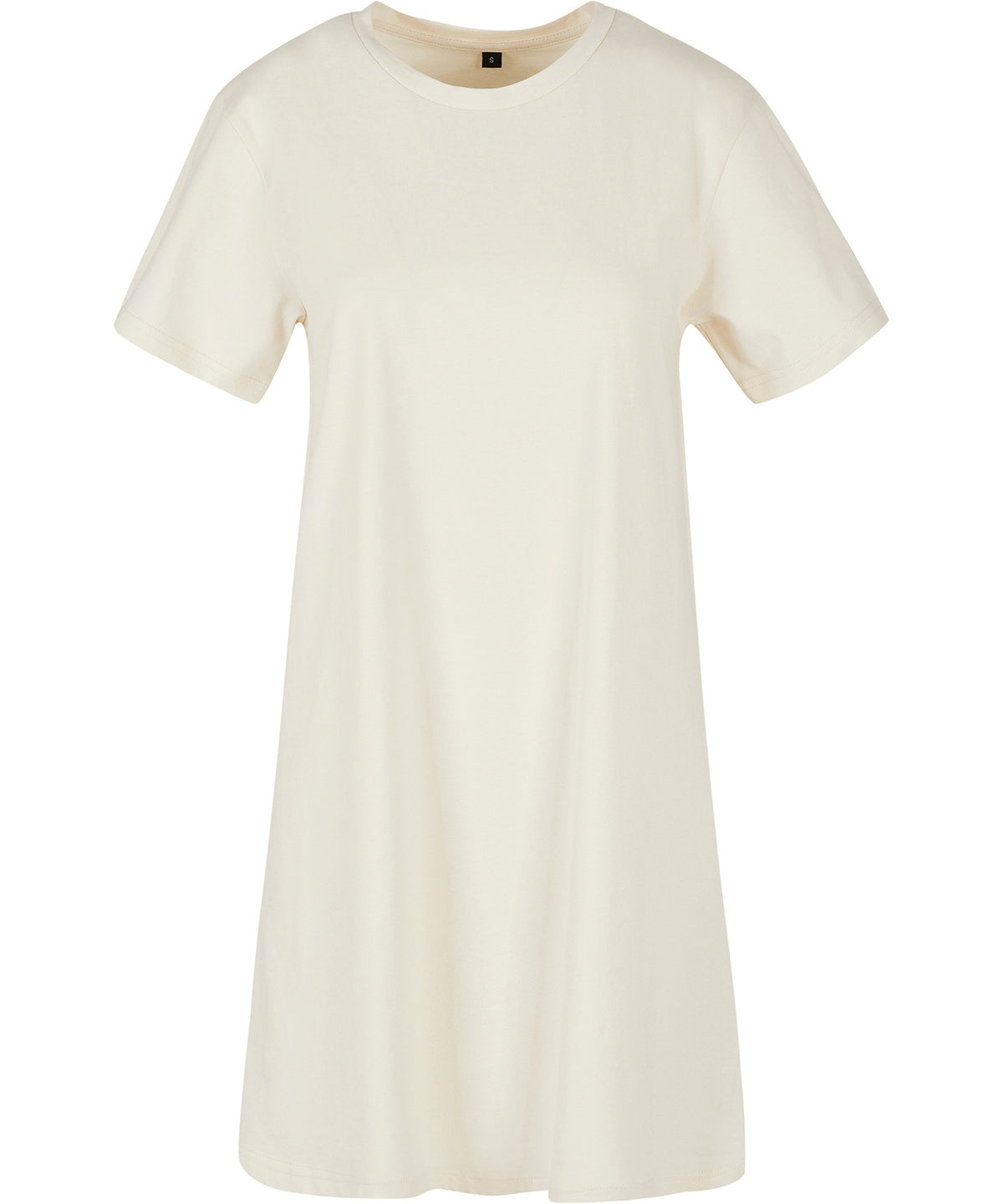 Build Your Brand Women’s tee dress in White Sand, front view