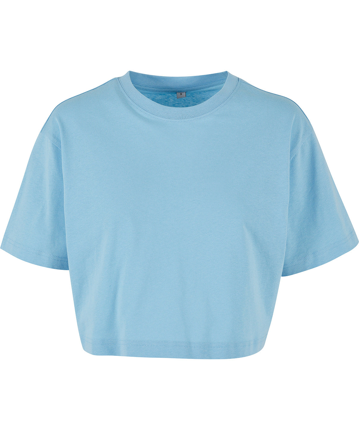 Build Your Brand Women’s short oversized tee in Baltic Blue, front view