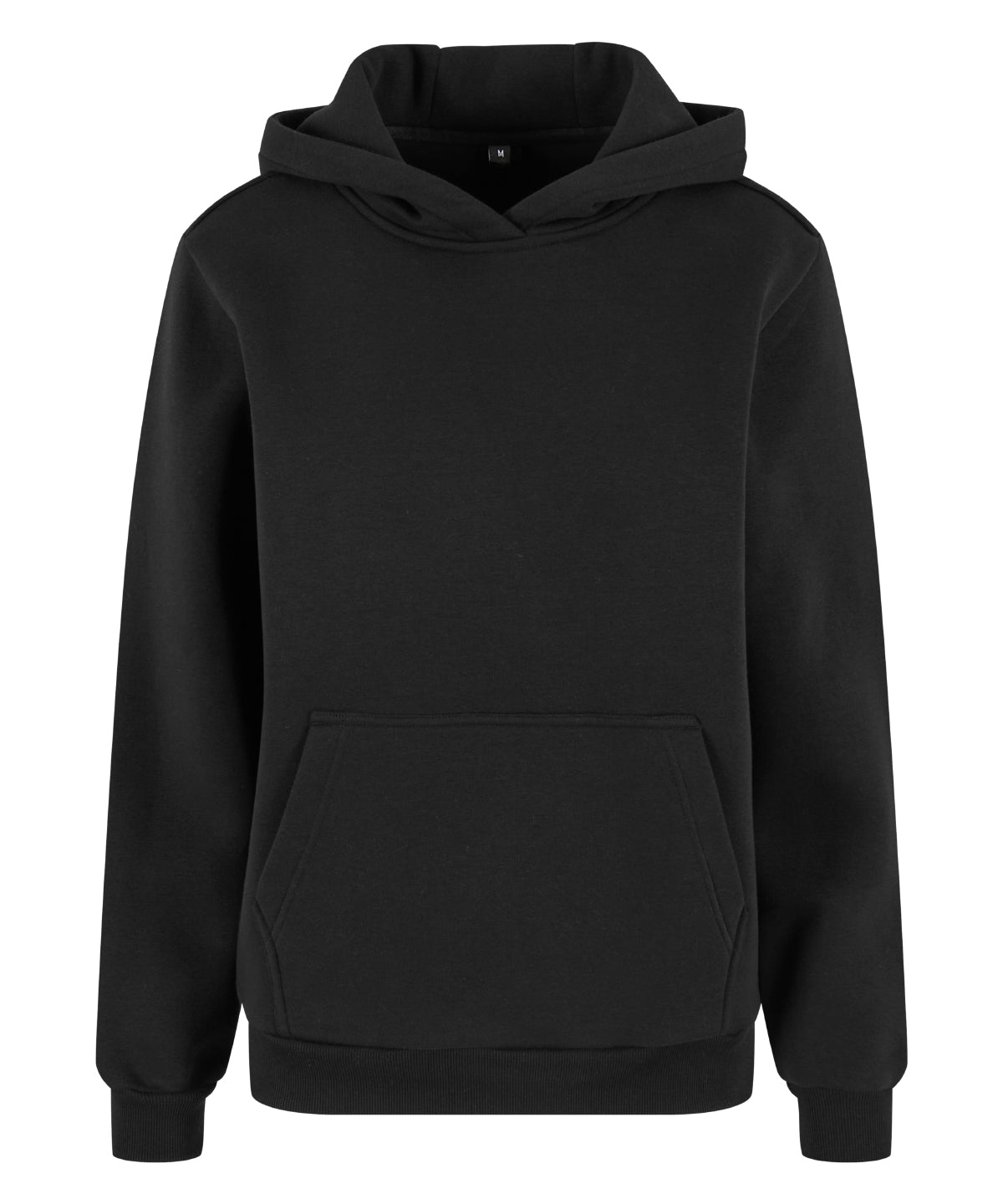 Build Your Brand Women’s fluffy hoodie in Black, front view