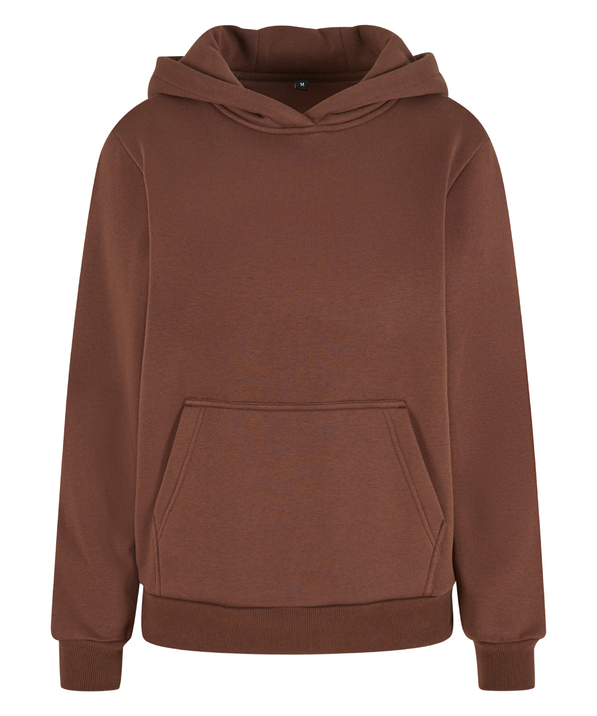 Build Your Brand Women’s fluffy hoodie in Chocolate Brown, front view