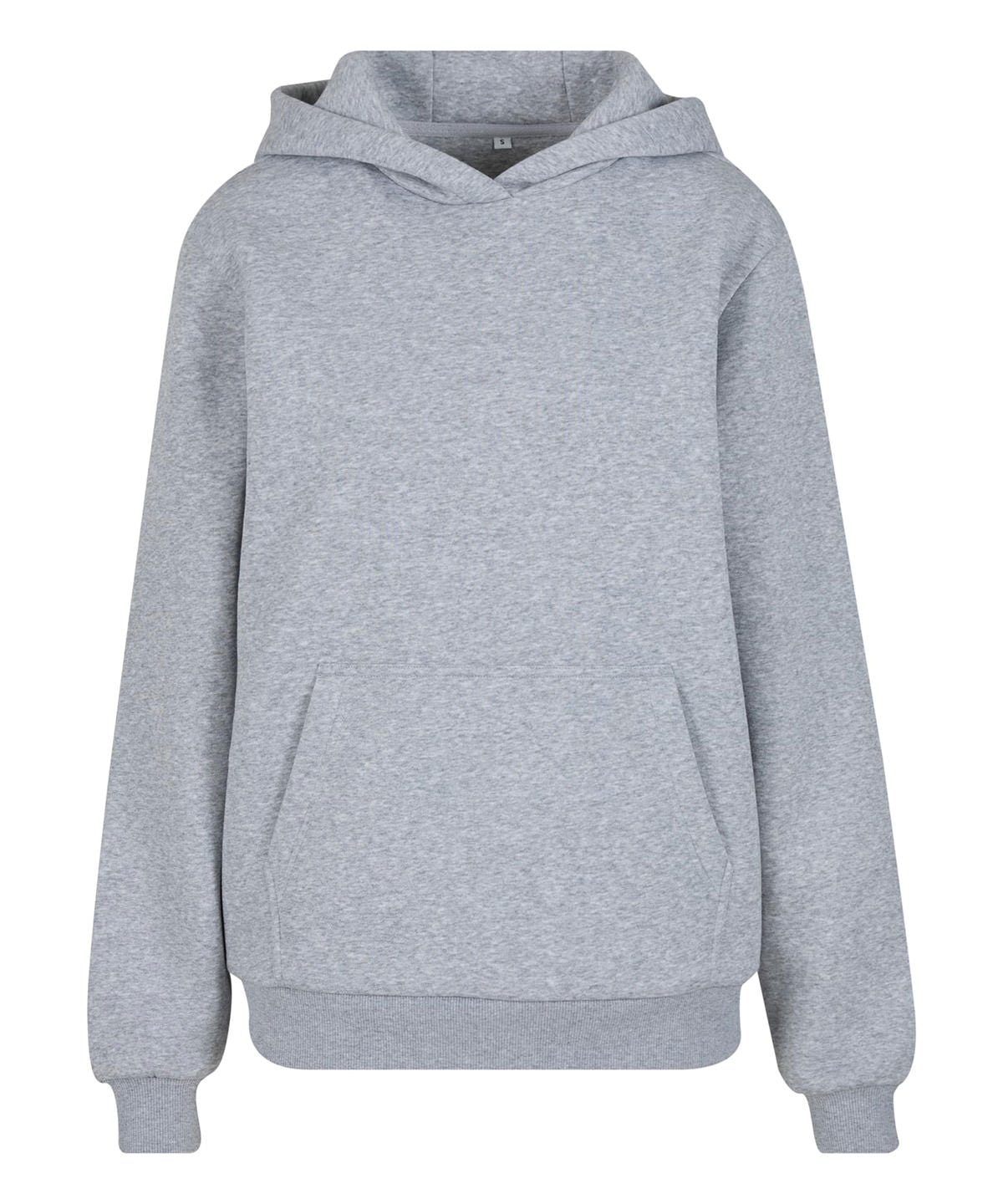 Build Your Brand Women’s fluffy hoodie in Heather Grey, front view