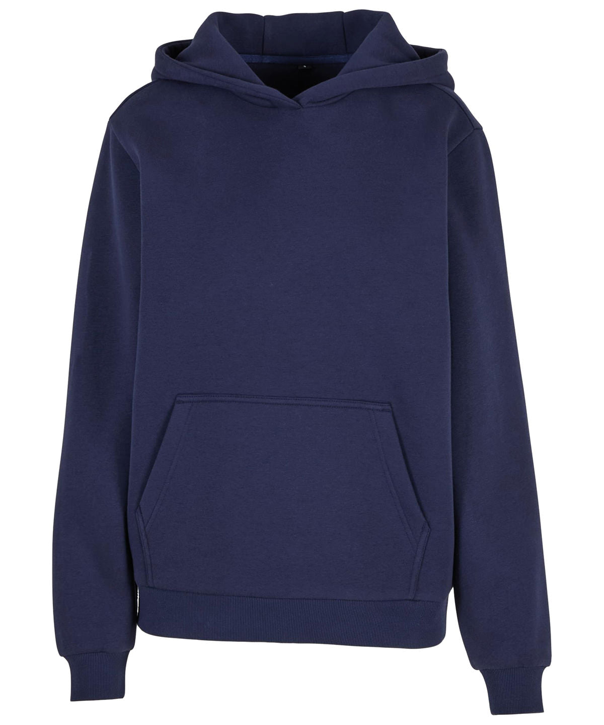 Build Your Brand Women’s fluffy hoodie in Navy, front view