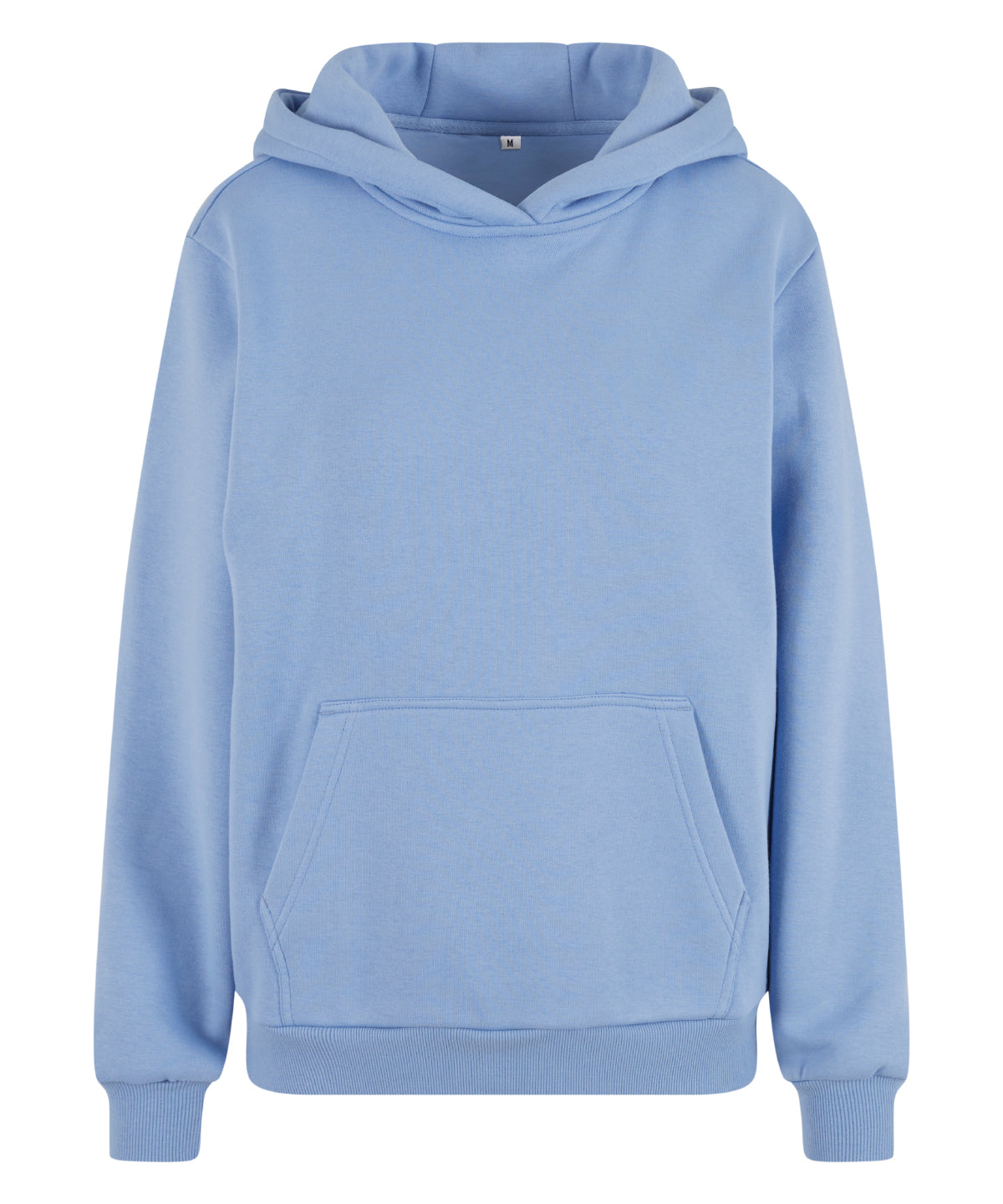 Build Your Brand Women’s fluffy hoodie in Powder Blue, front view