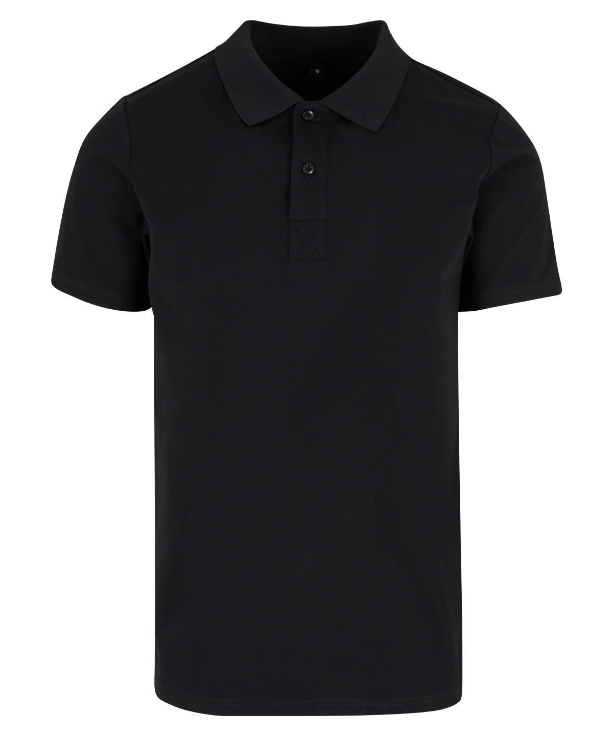 Build Your Brand Sorona polo tee in Black, front view