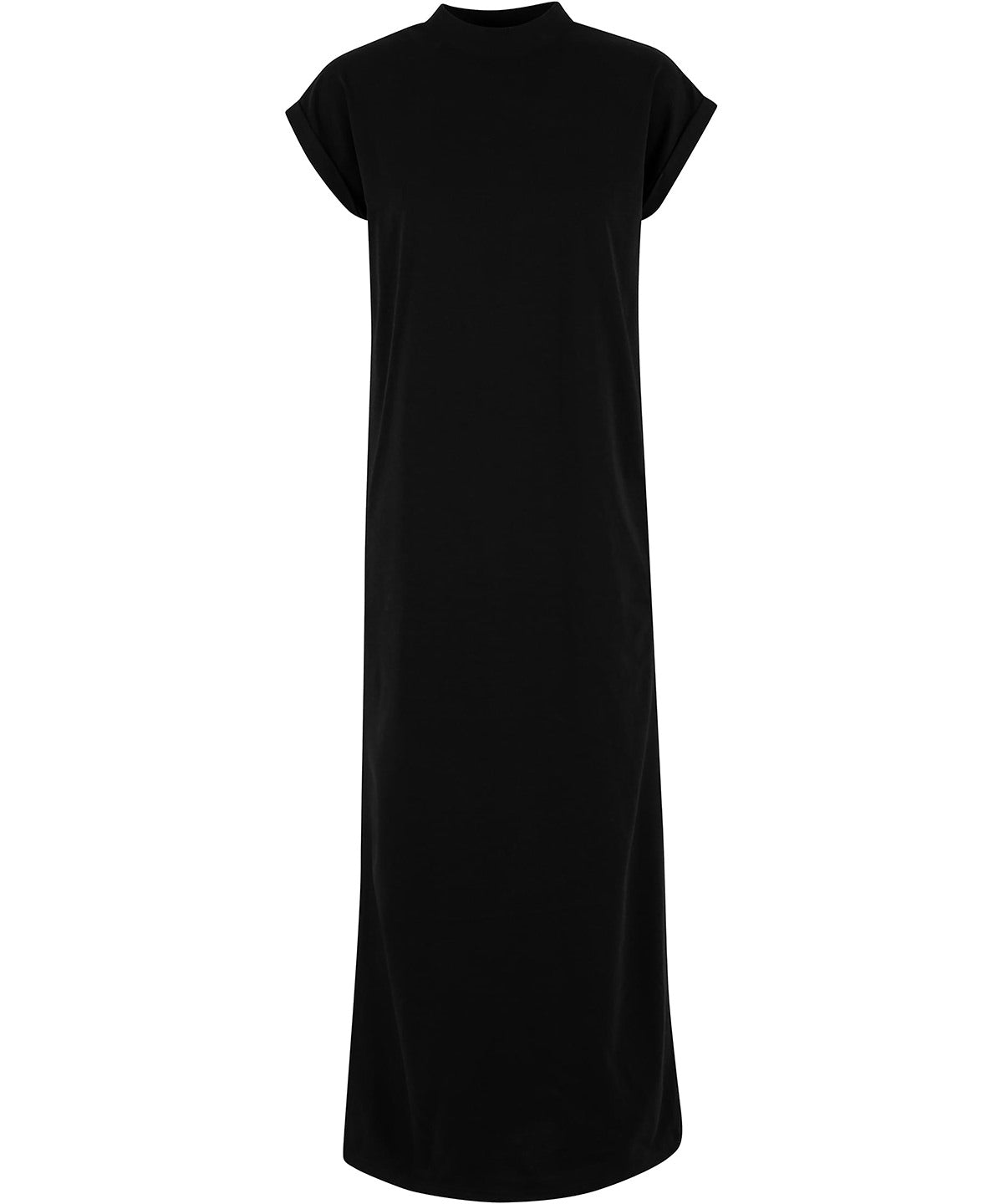 Build Your Brand Women’s Sorona long extended shoulder dress in Black, front view