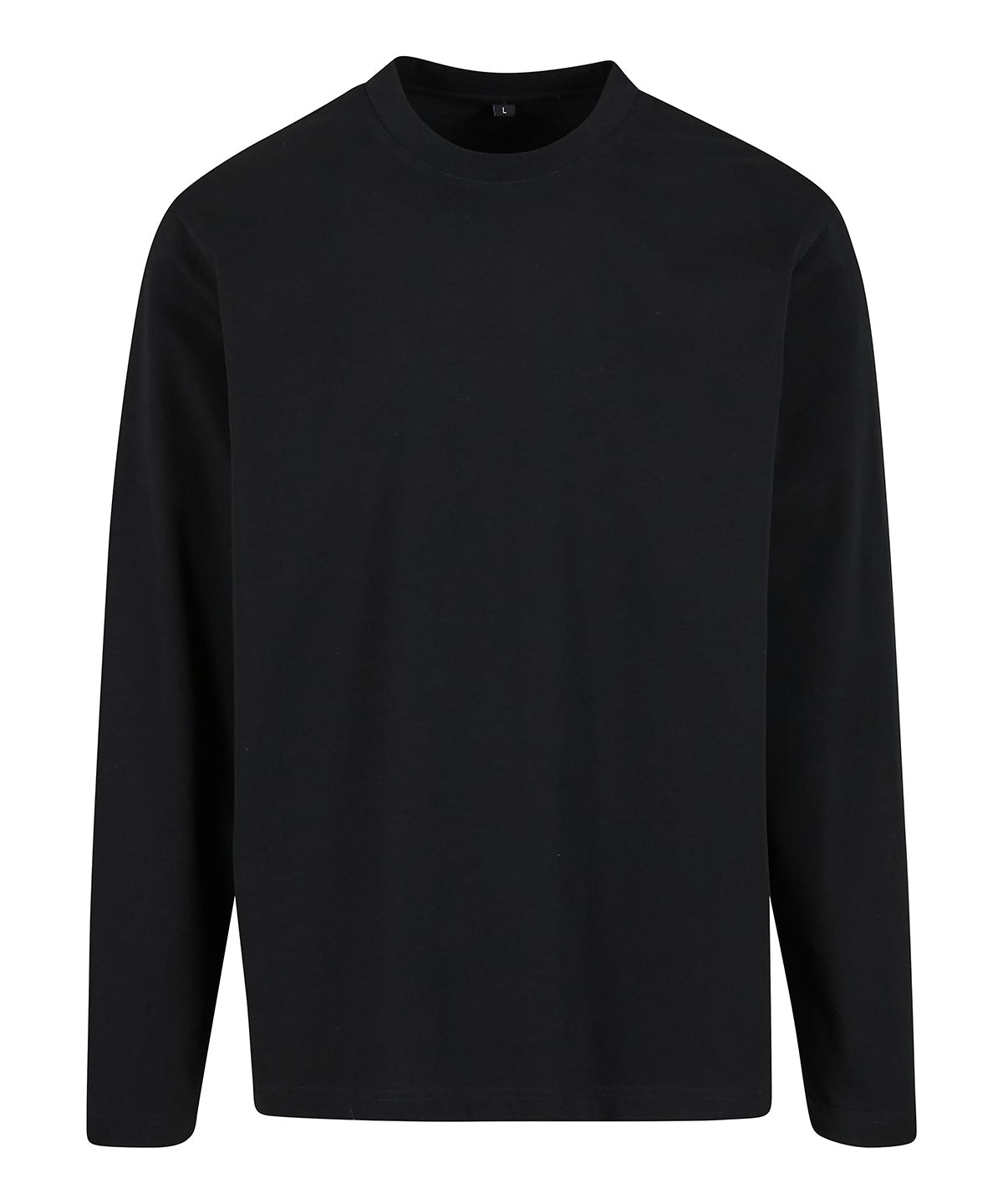 Build Your Brand Sorona loose long sleeve in Black, front view