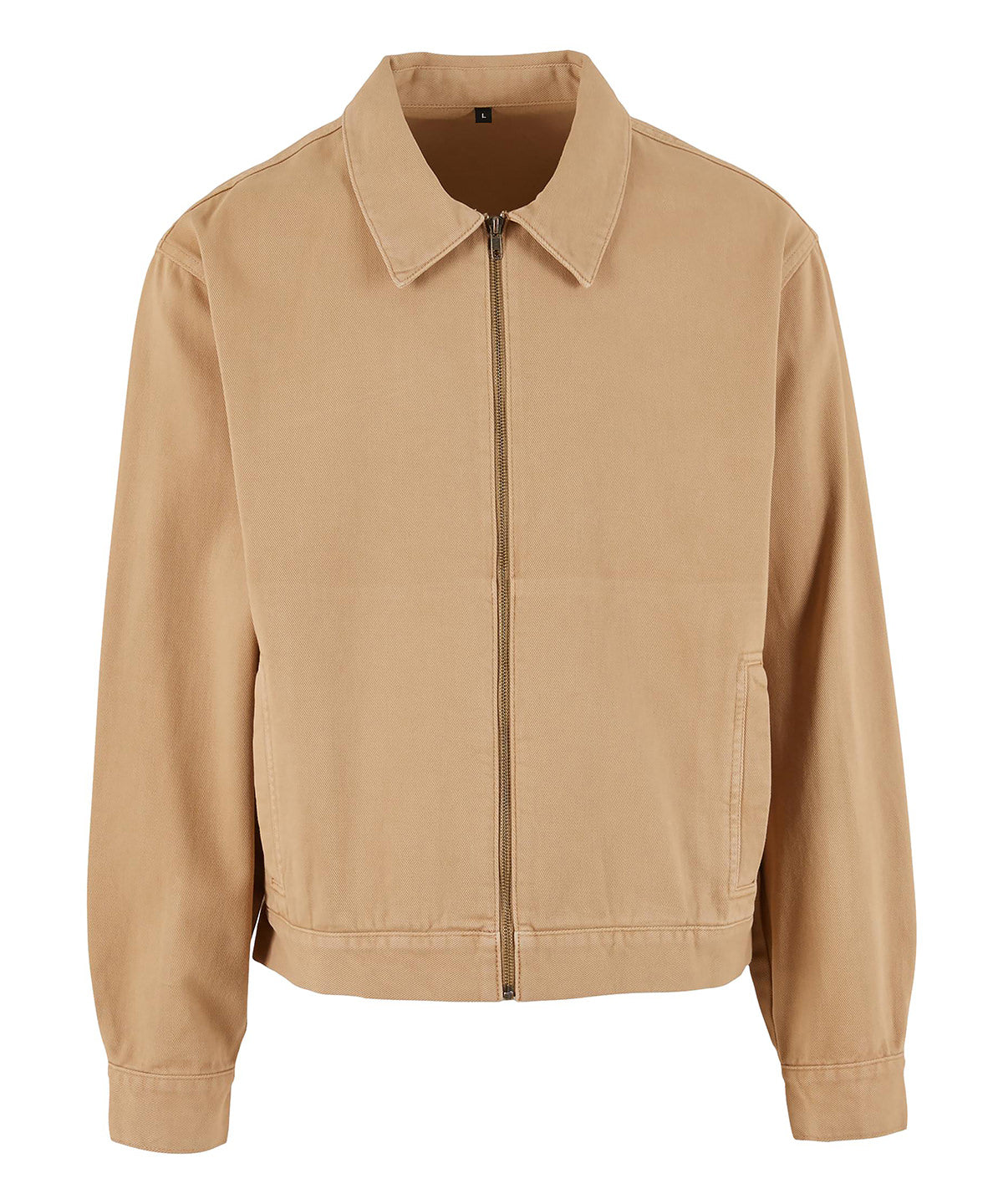 Build Your Brand Basic workwear jacket in Union Beige, front view