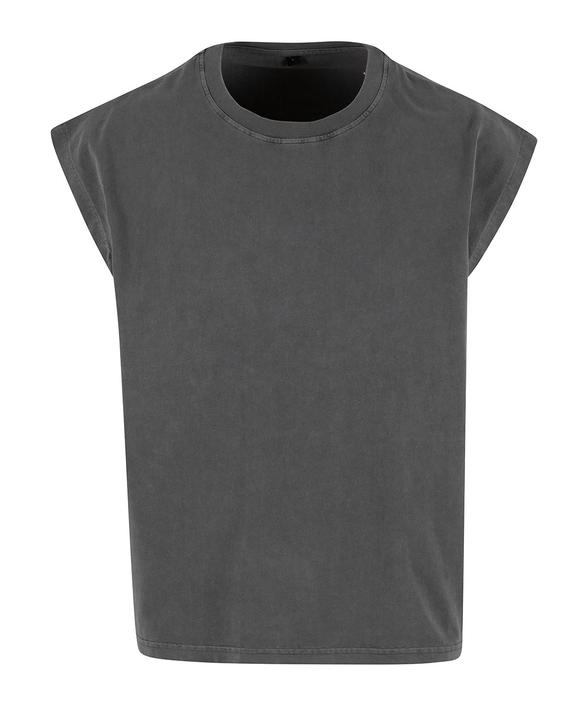Build Your Brand Vintage cropped heavy sleeveless tee in Magnet, front view