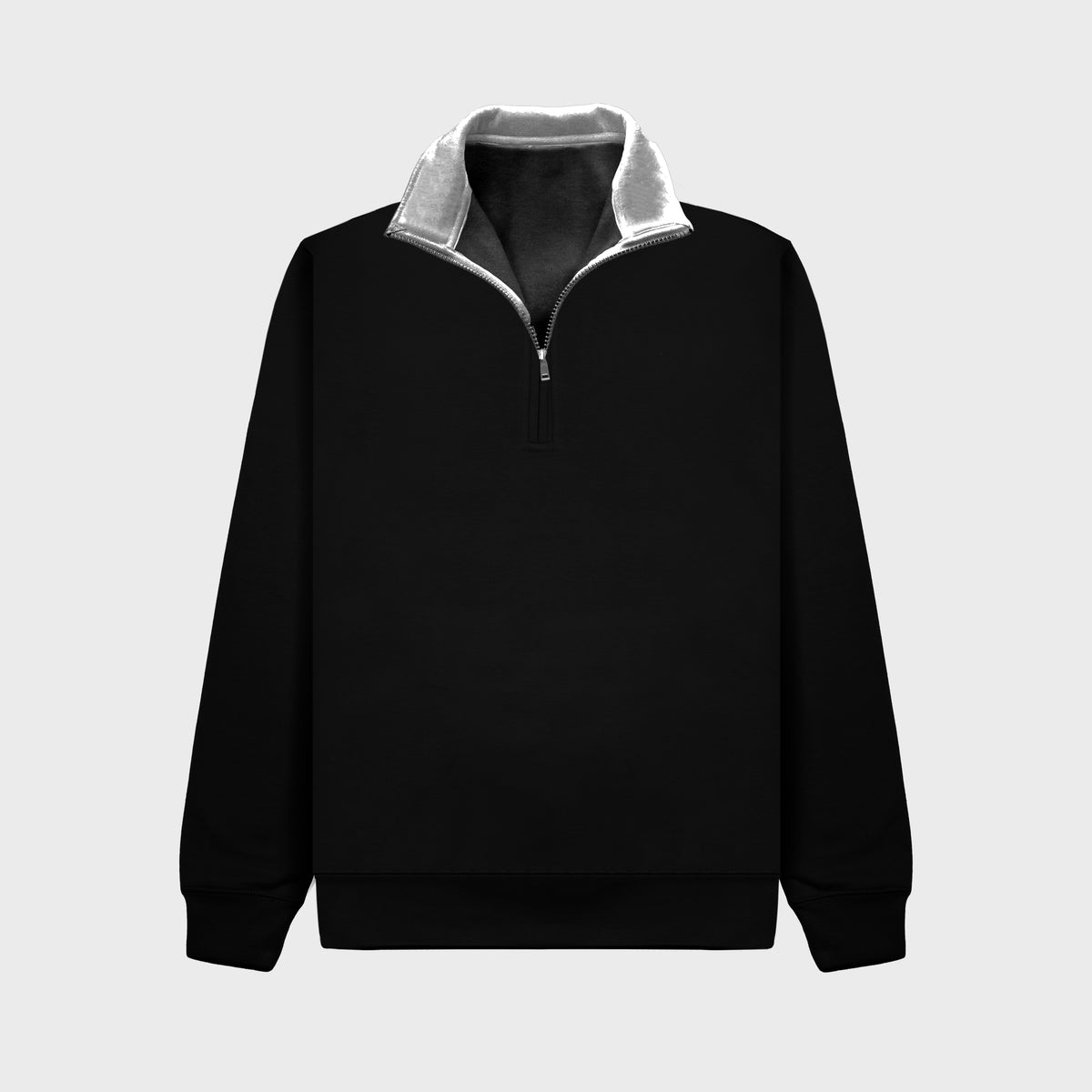 Cotton Ridge W75 Lunar Premium Quarter Zip Sweatshirt in Black / Grey Mist
