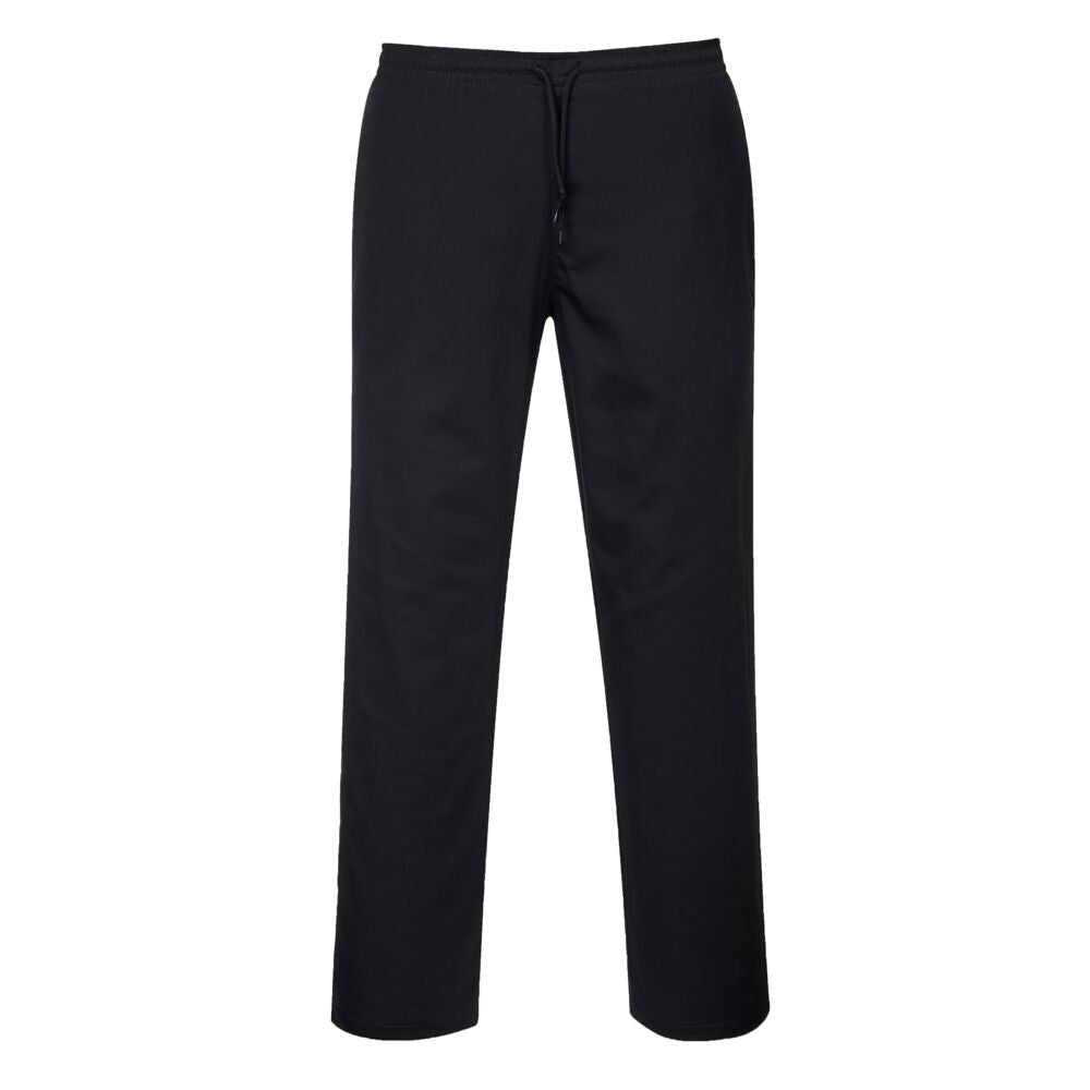 Portwest Chef's Drawstring Trousers in Black Short, image 2