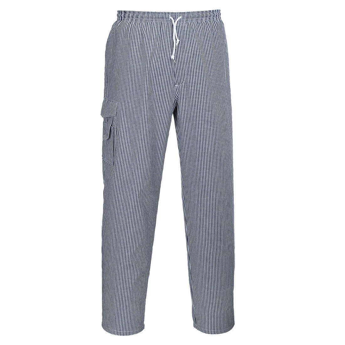 Portwest Chef's Chester Trousers in Blue Check, main product image